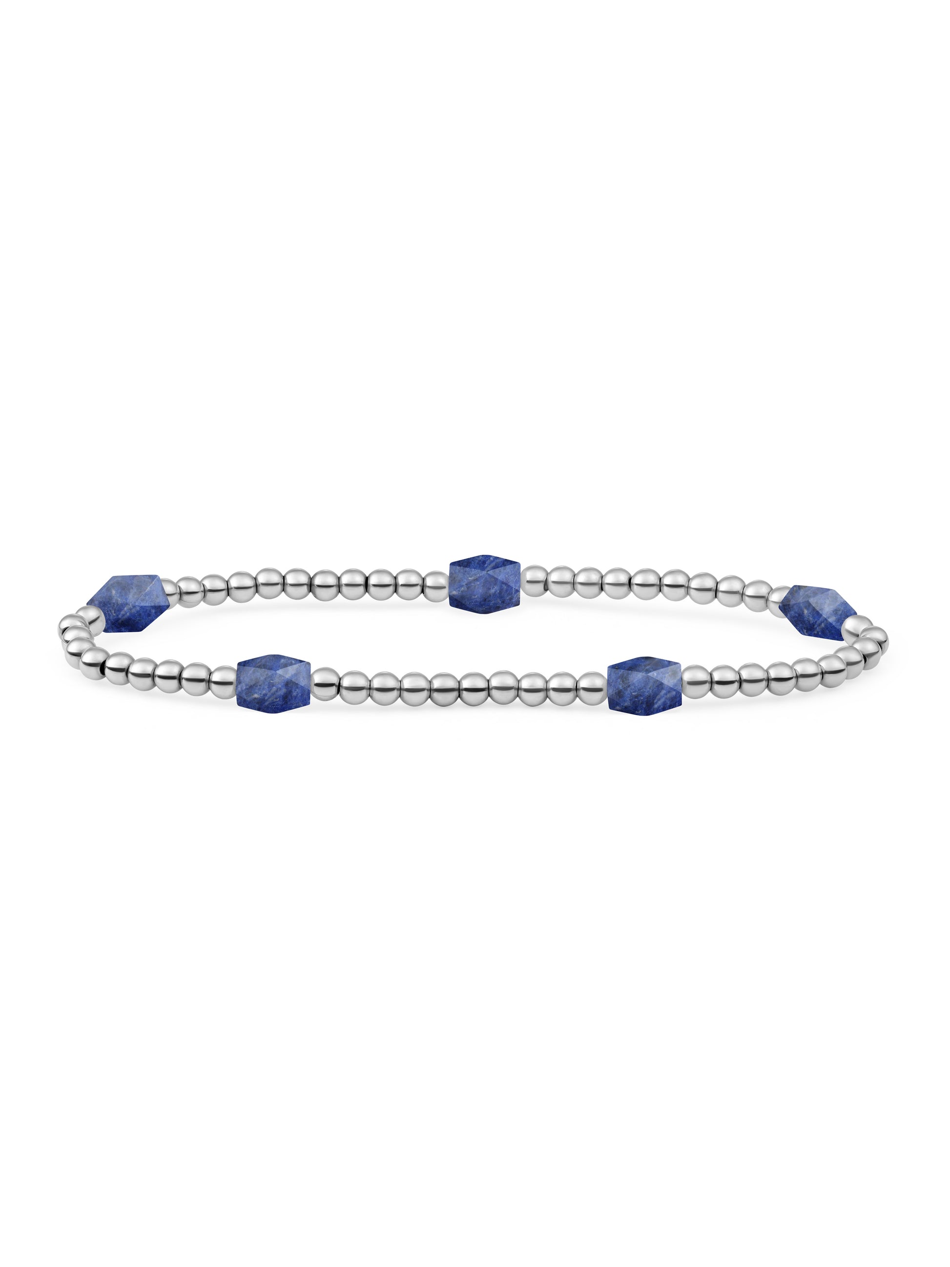 Reverse Edge Mix Armband Sodalite - Rhodium Plated
