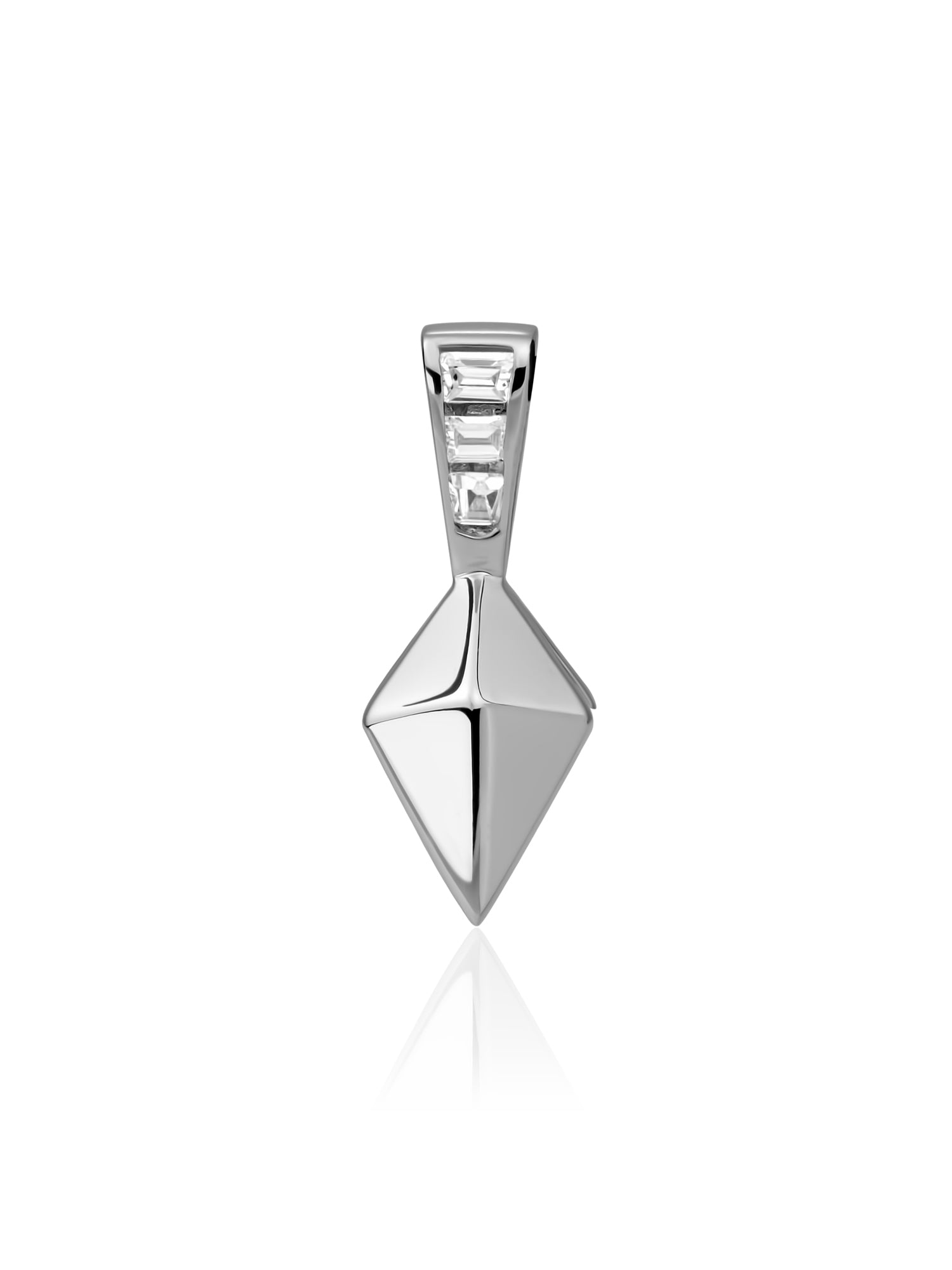 Pendant Pyramid Edge Zirconia - Rhodium Plated