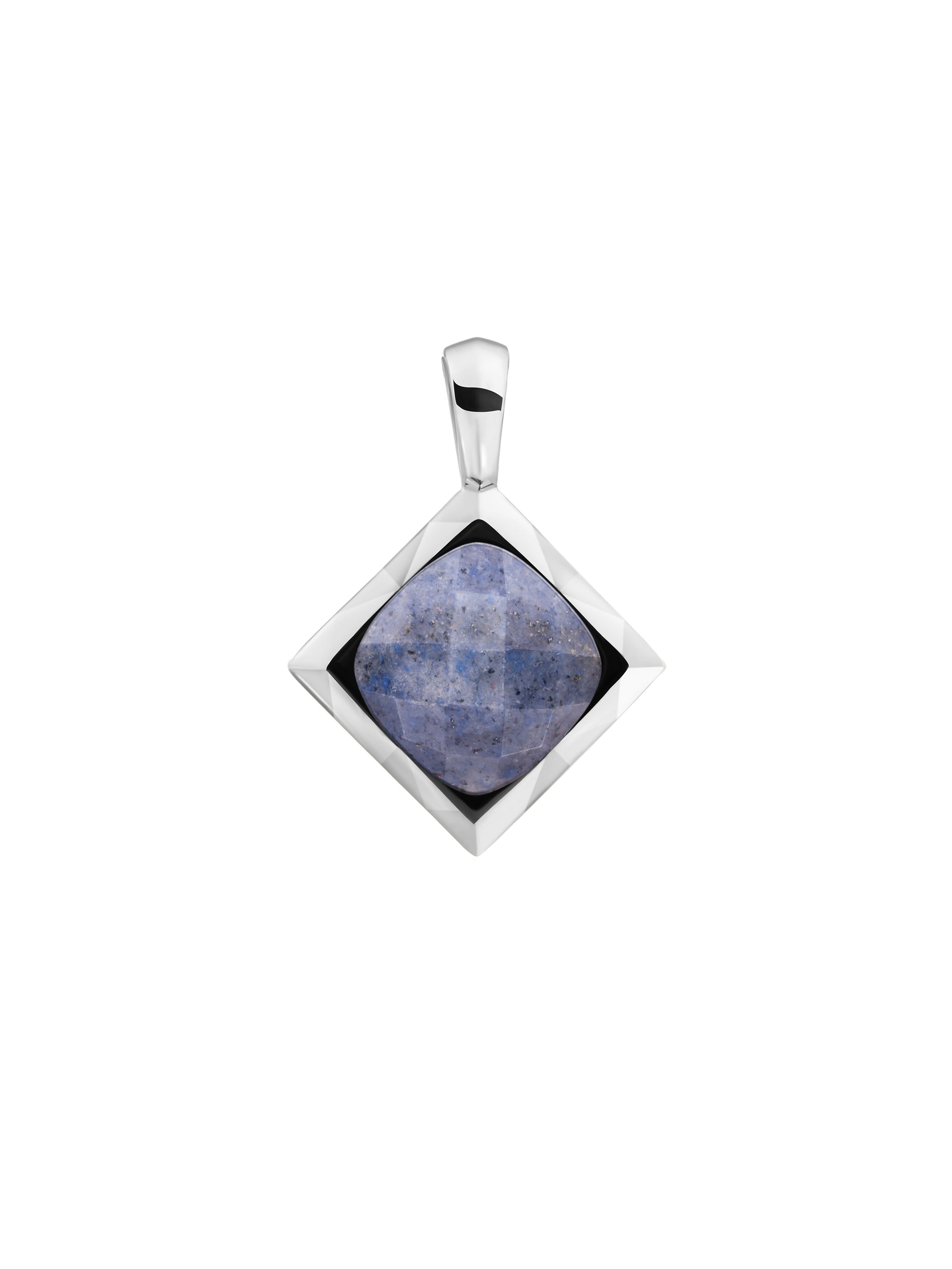 Cushion Cut Pendant Blue Aventurine - Rhodium Plated