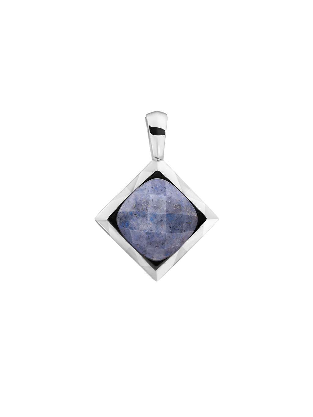 Cushion Cut Pendant Blue Aventurine - Rhodium Plated