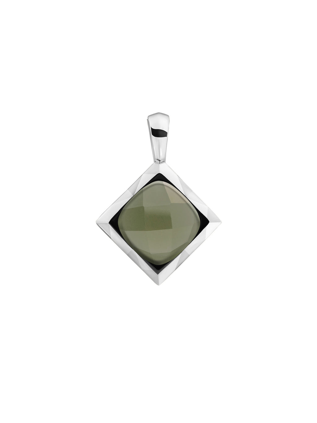Cushion Cut Pendant Lime Jade - Rhodium Plated