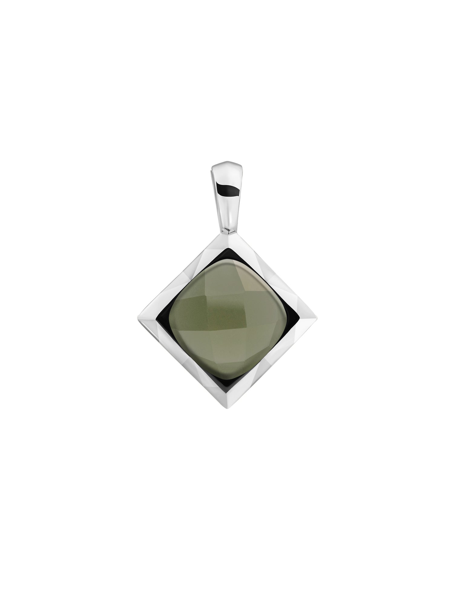 Cushion Cut Pendant Lime Jade - Rhodium Plated