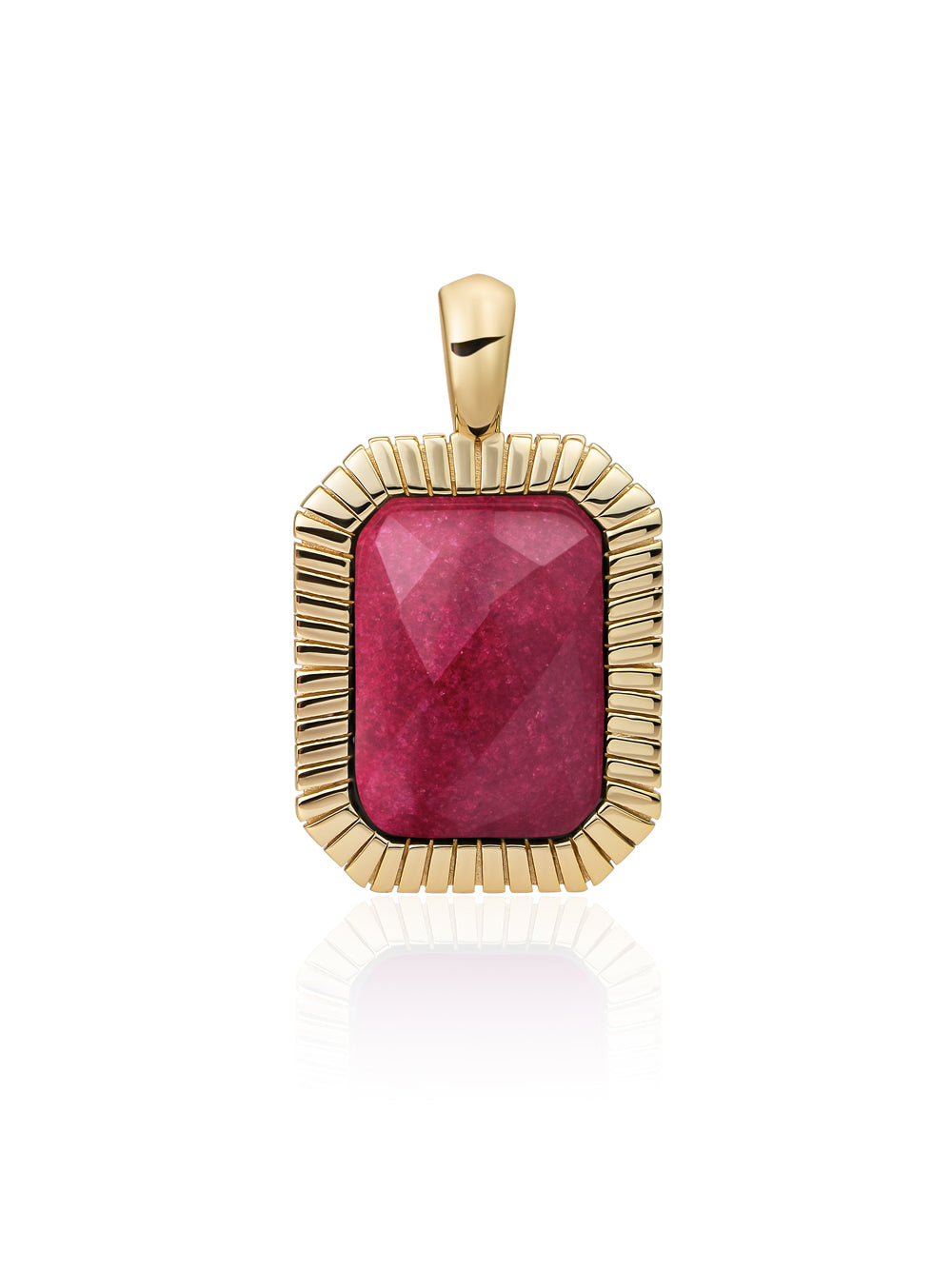 Baguette Pendant Fuchsia Jade - Gold Plated