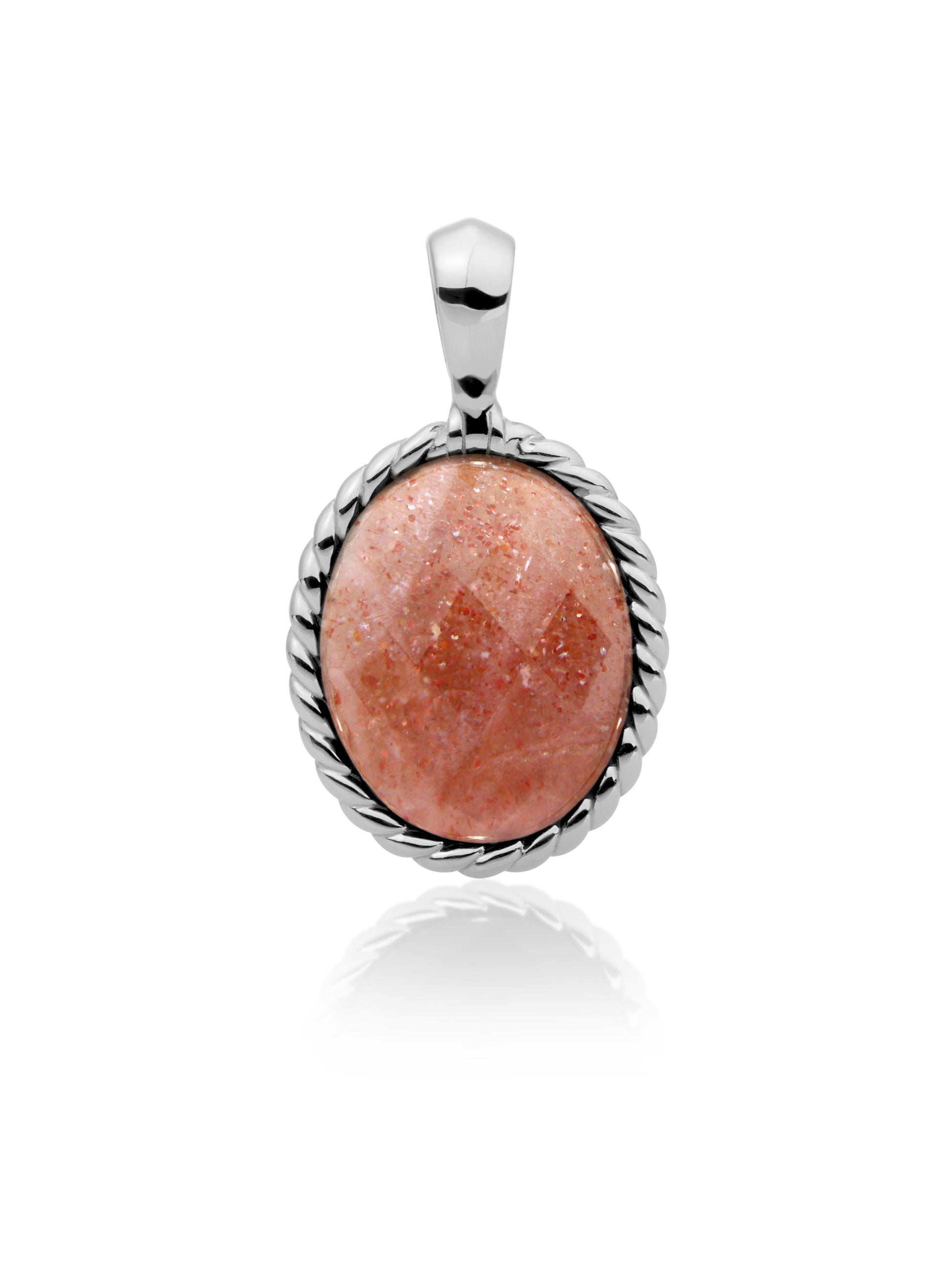Twist Pendant Sunstone - Rhodium Plated