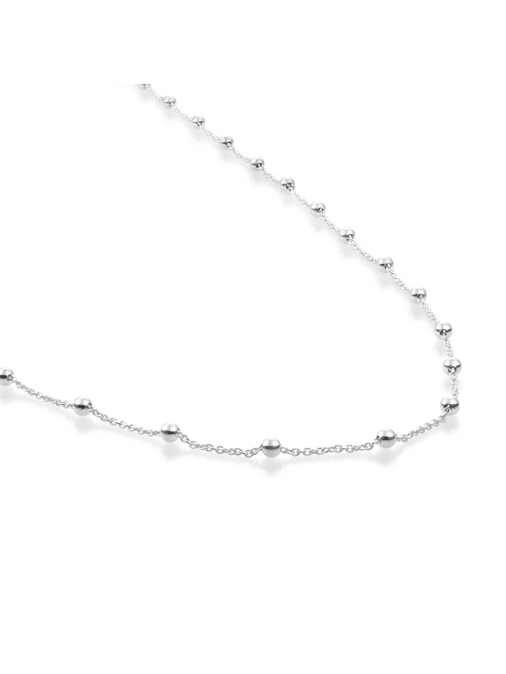 Ball Chain Ketting - Rhodium Plated / 80cm