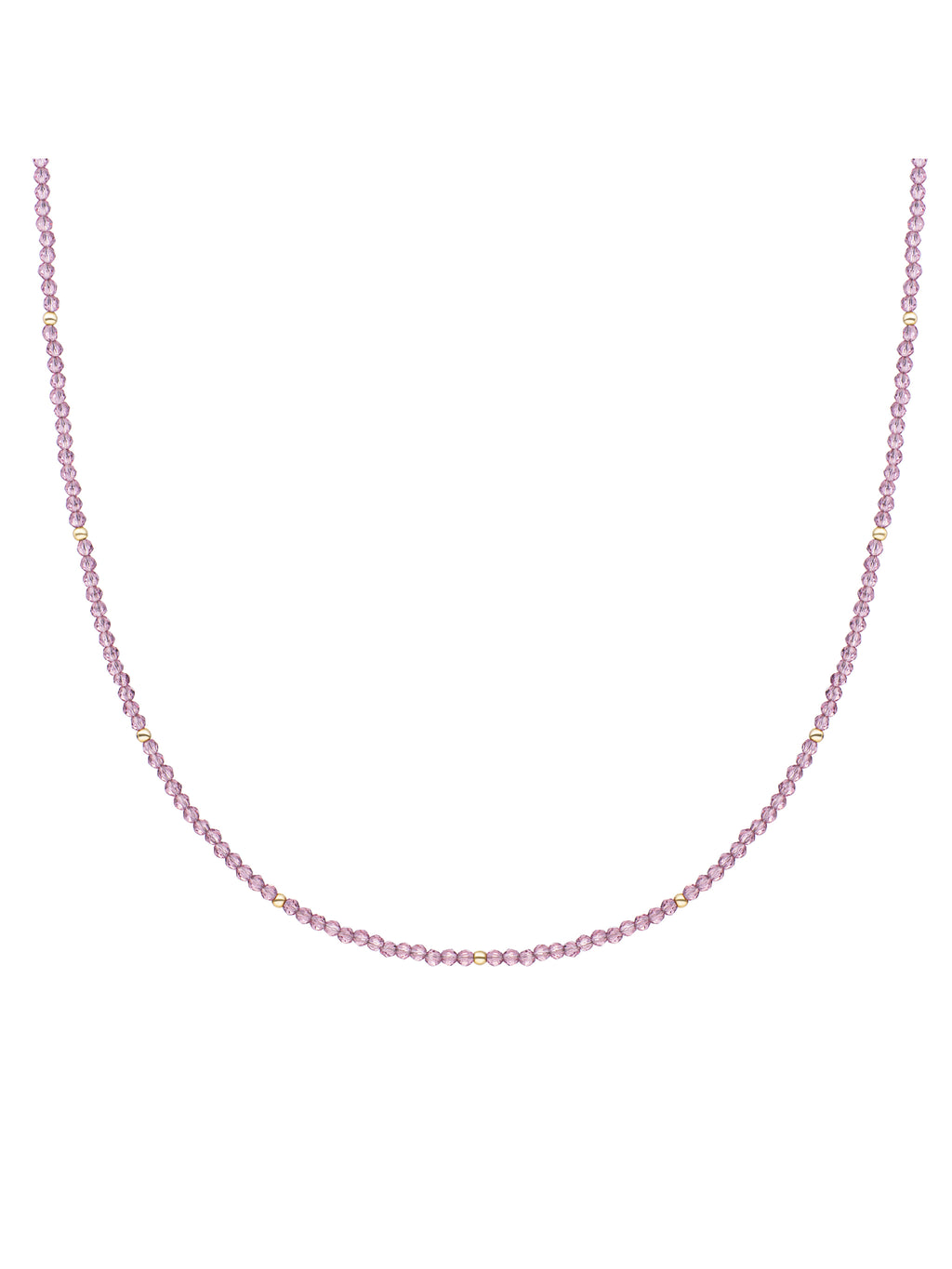 Kralen Ketting 2mm Aubergine Quartz 42cm +2cm - Gold Plated