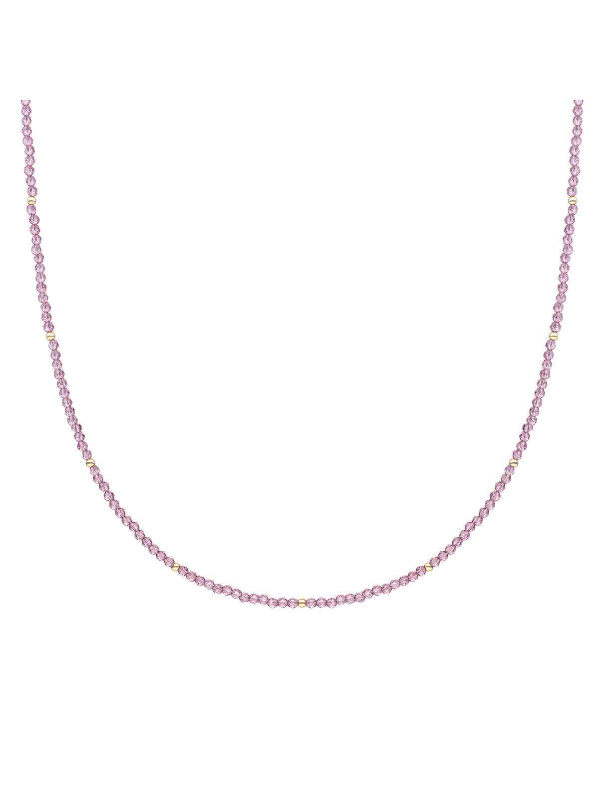 Kralen Ketting 2mm Aubergine Quartz 42cm +2cm - Gold Plated