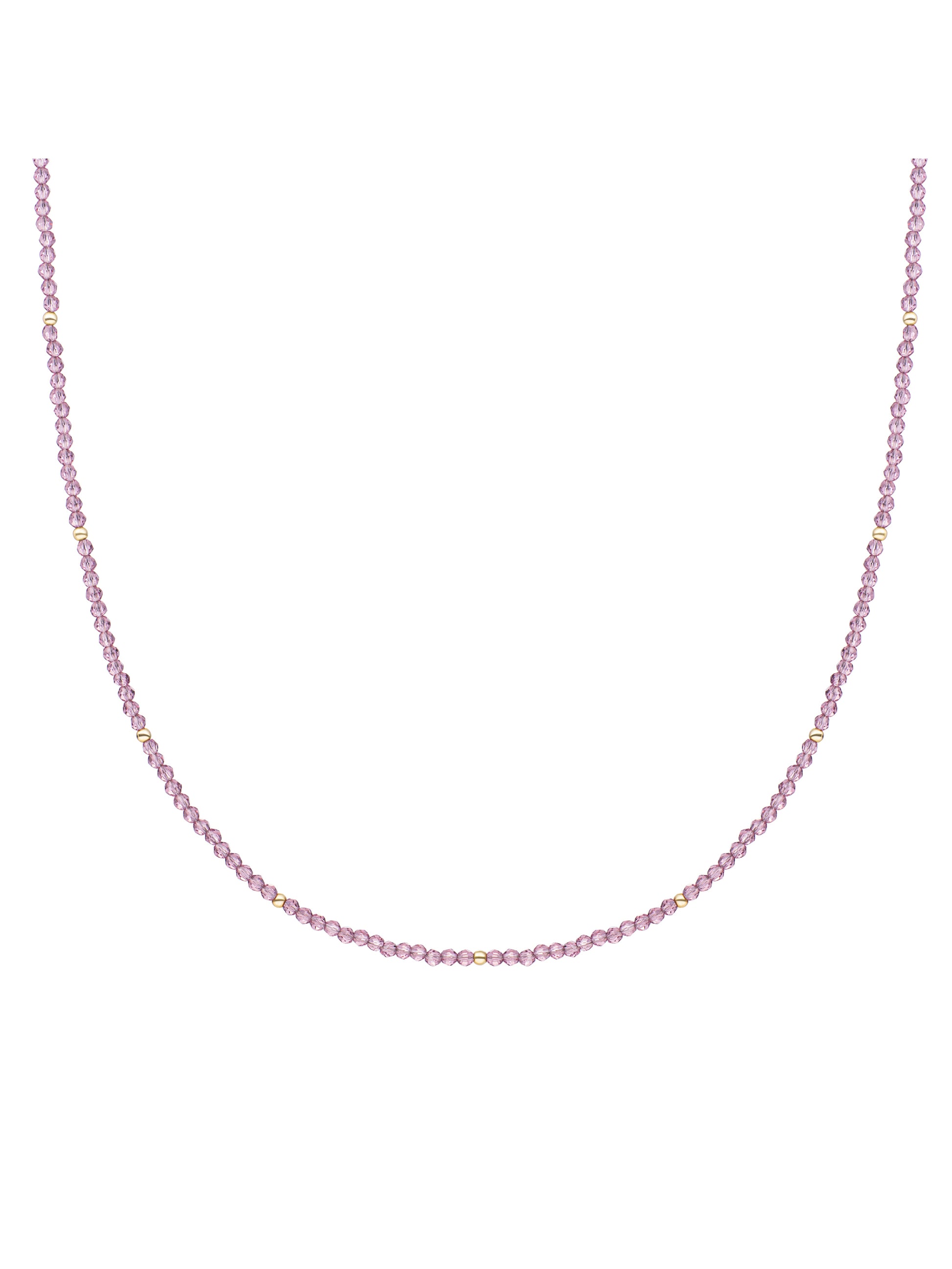 Kralen Ketting 2mm Aubergine Quartz 42cm +2cm - Gold Plated