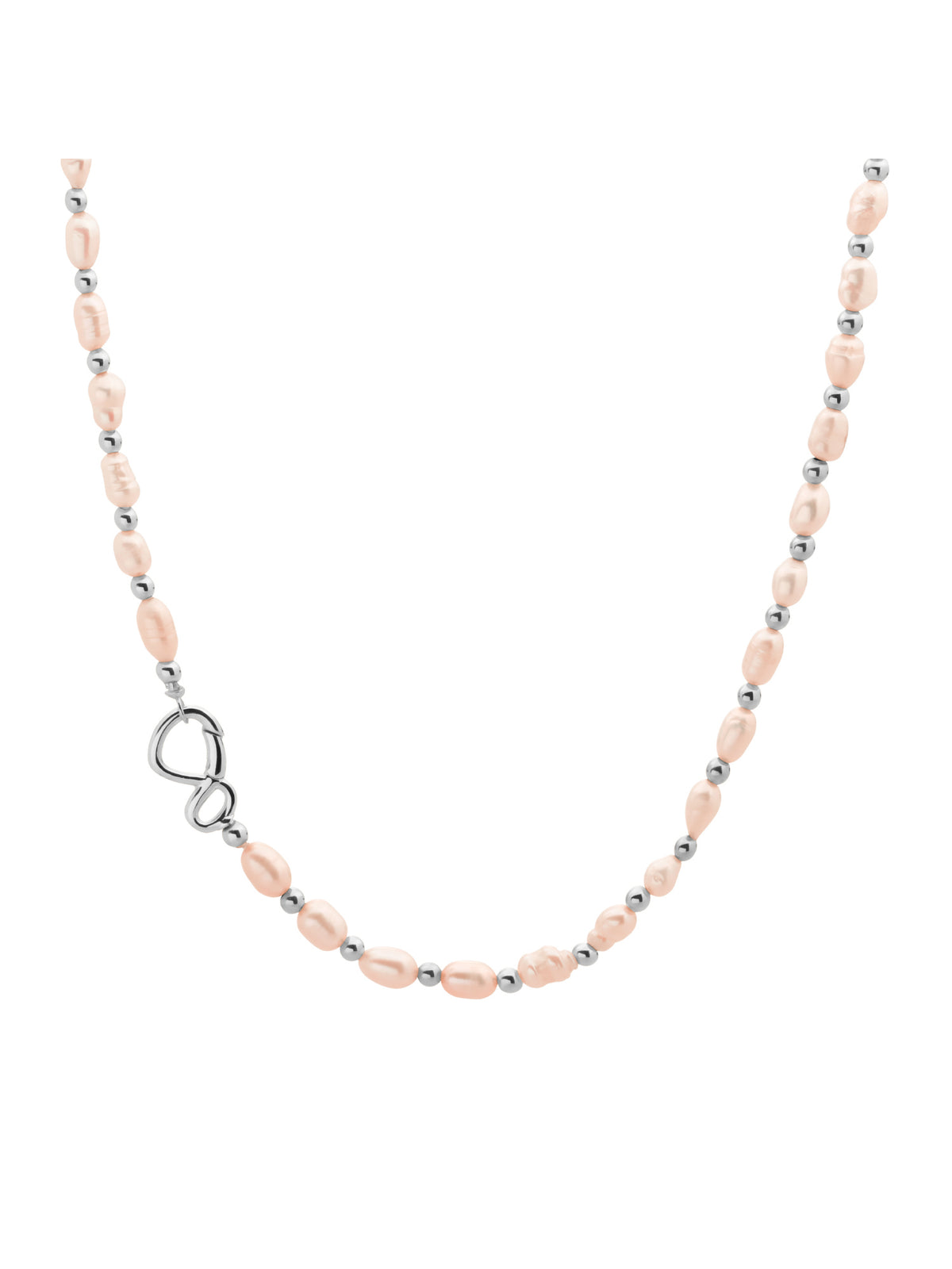 Link Ketting Peach Pearl Zilver - 45cm