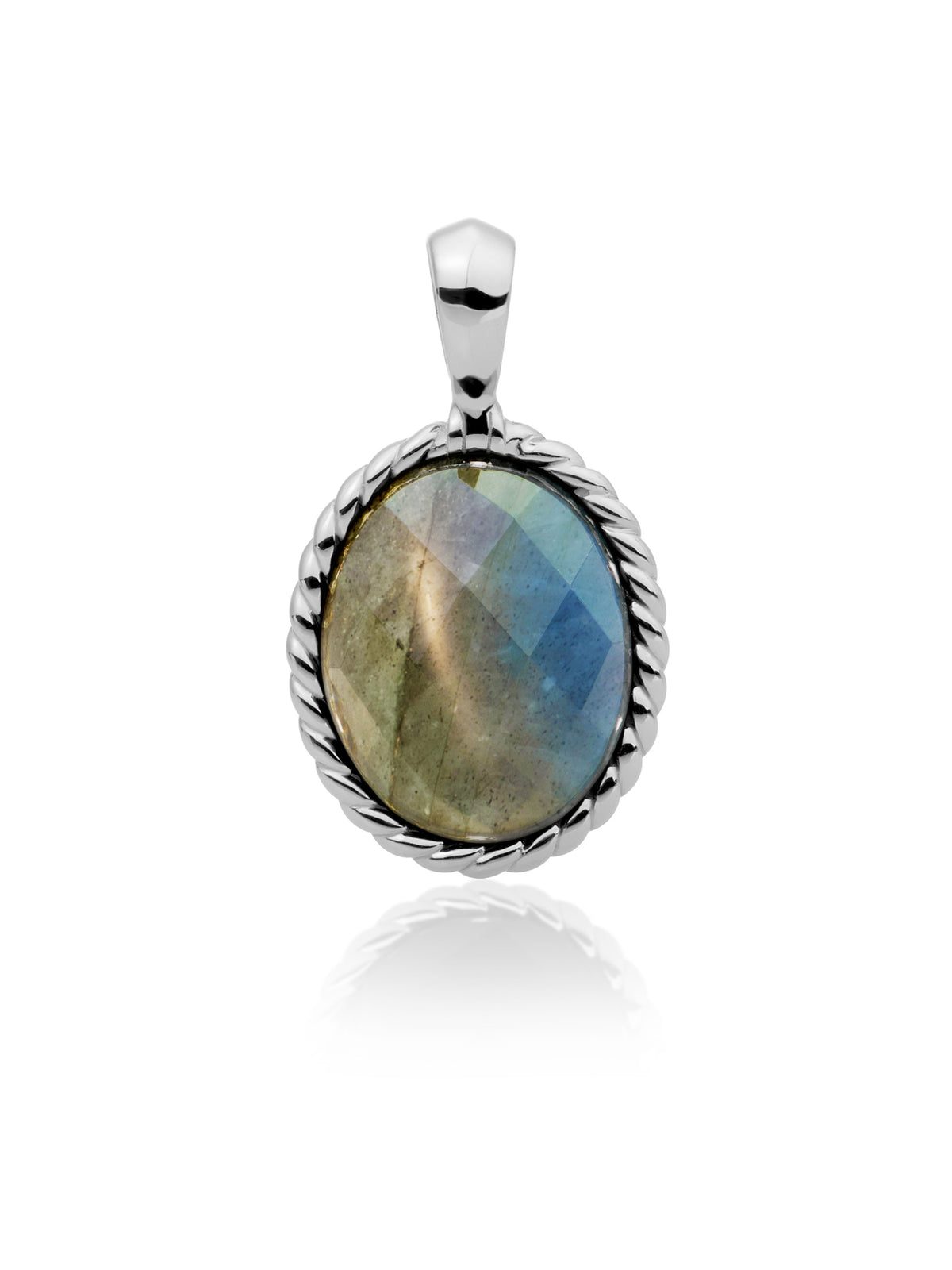 Twist Pendant Labradorite - Rhodium Plated