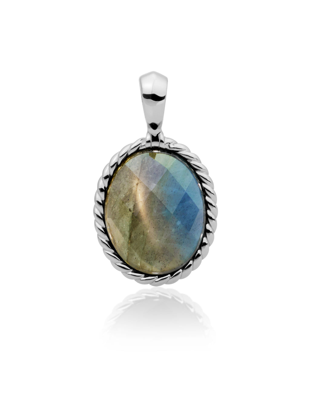 Twist Pendant Labradorite - Rhodium Plated