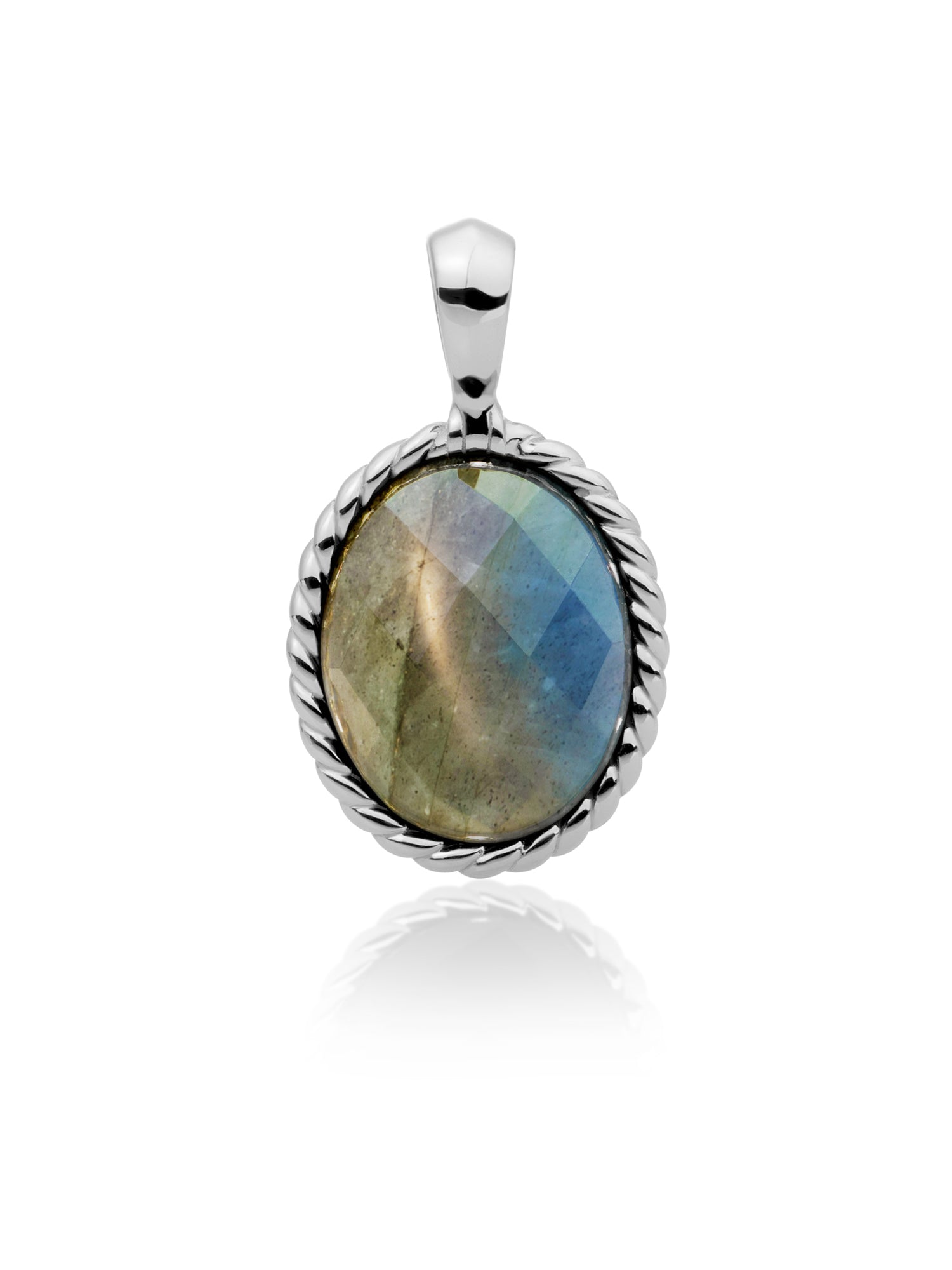 Twist Pendant Labradorite - Rhodium Plated