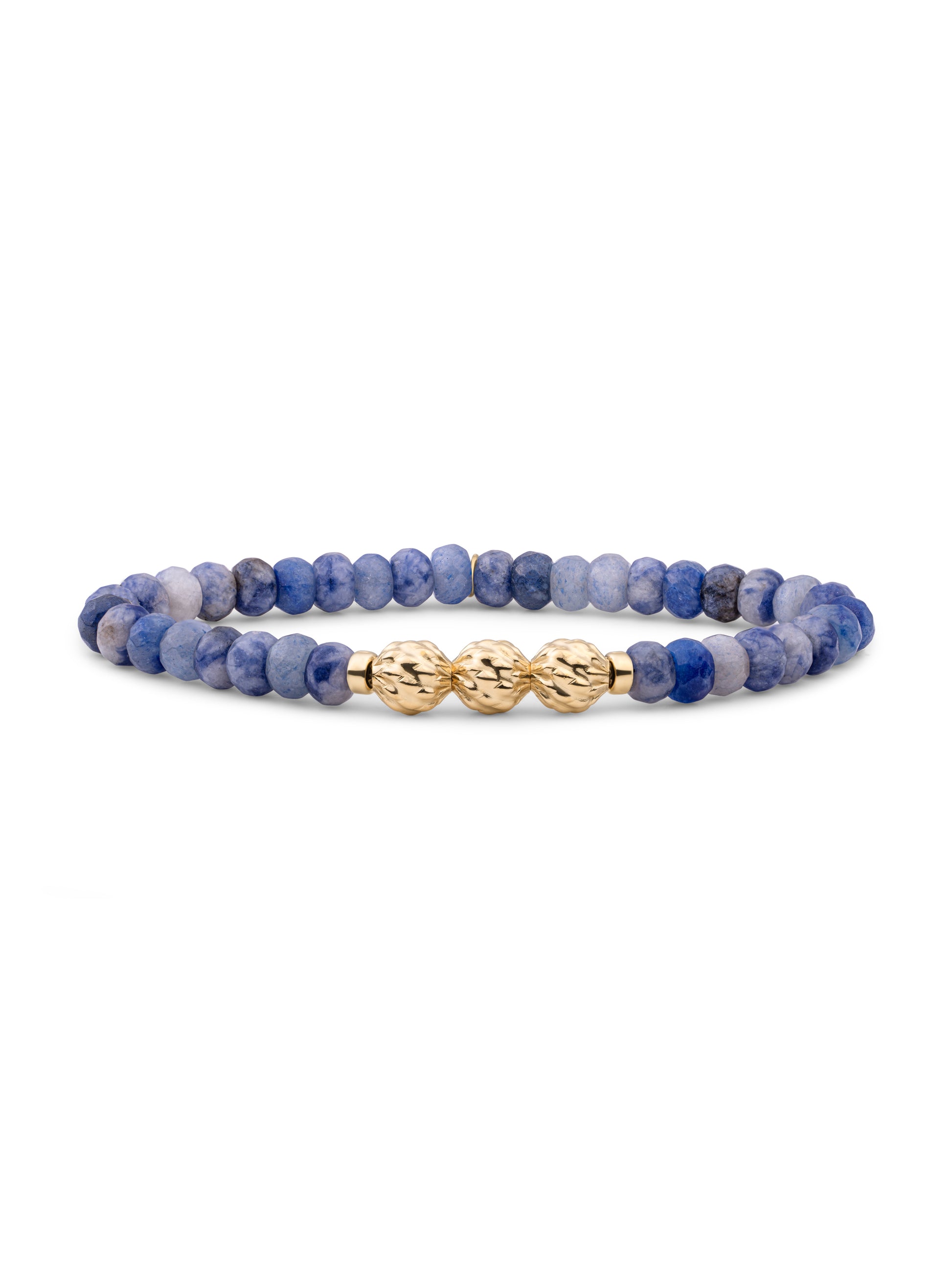 Fuse Beads Armband Blue Aventurine - Gold Plated