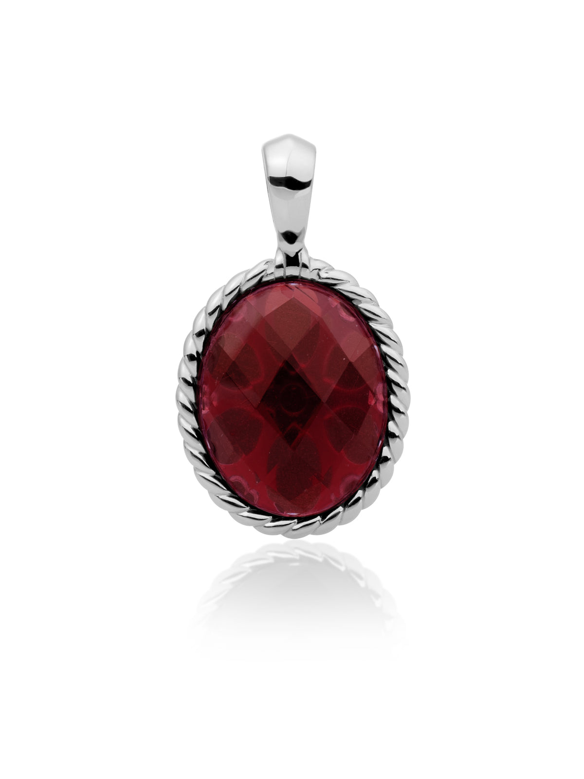 Twist Pendant Ruby Quartz - Rhodium Plated