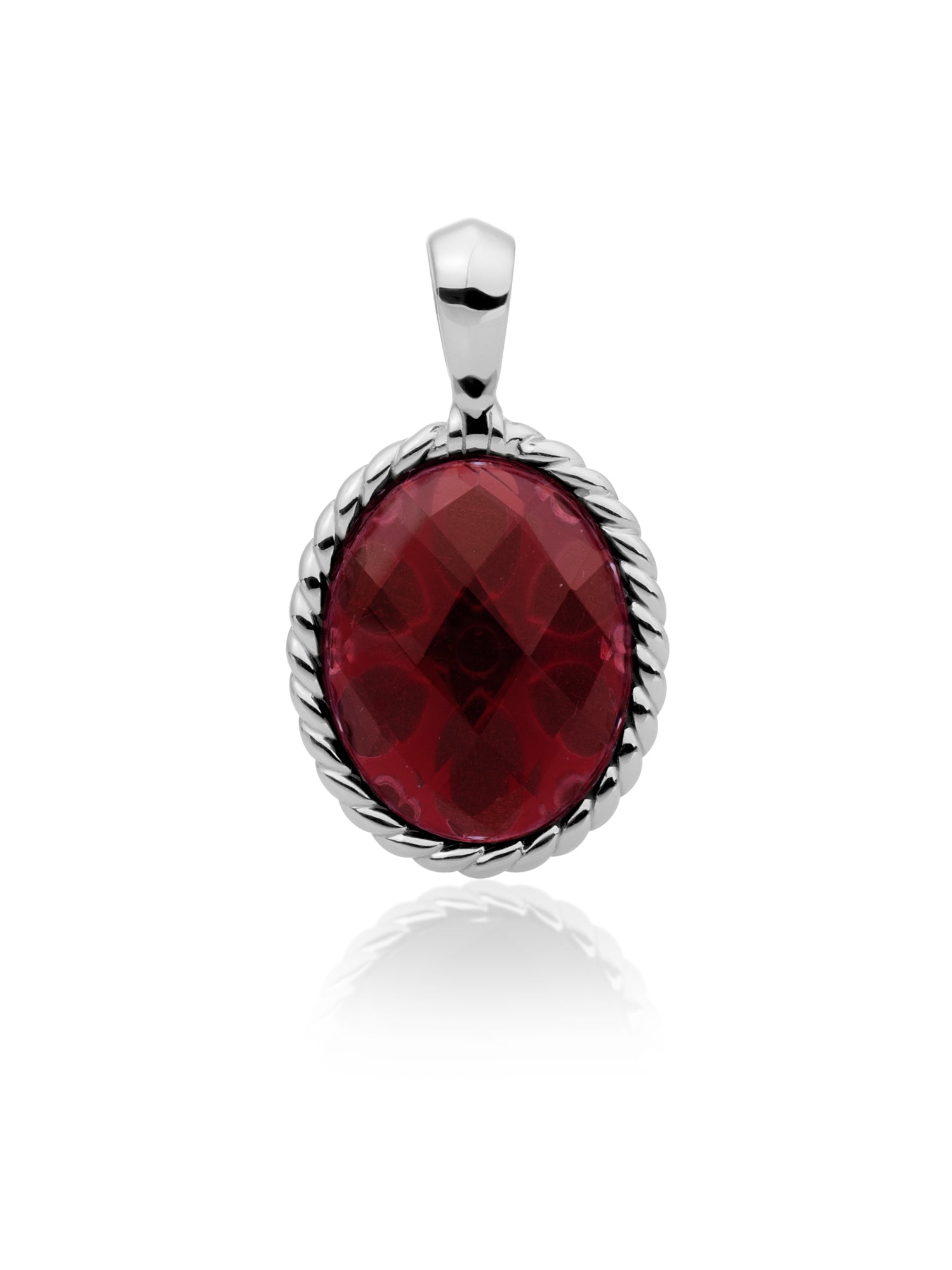 Twist Pendant Ruby Quartz - Rhodium Plated