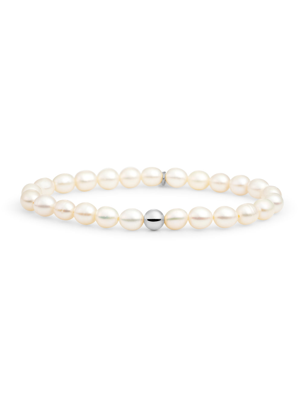 Saturn Armband Large Pearl - Rhodium Plated