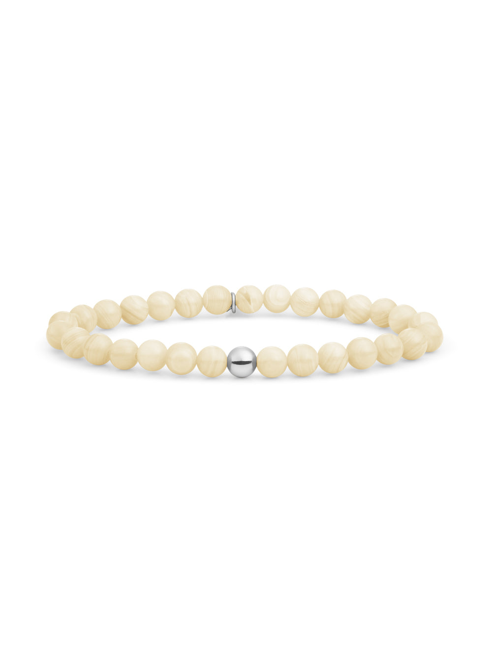 Saturn Armband Large Beige Agate - Rhodium Plated