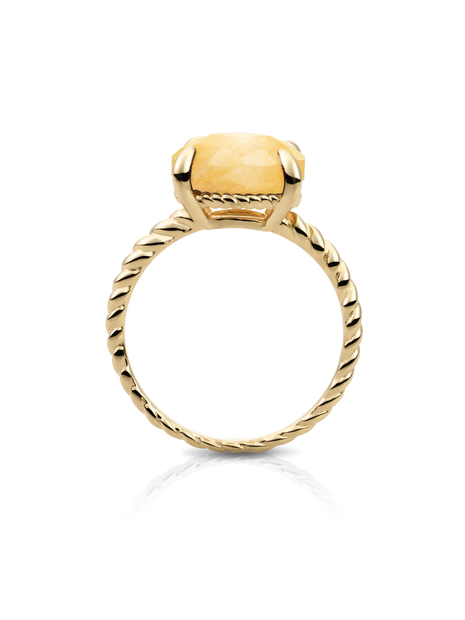 Twist Ring Yellow Jade 9K Goud