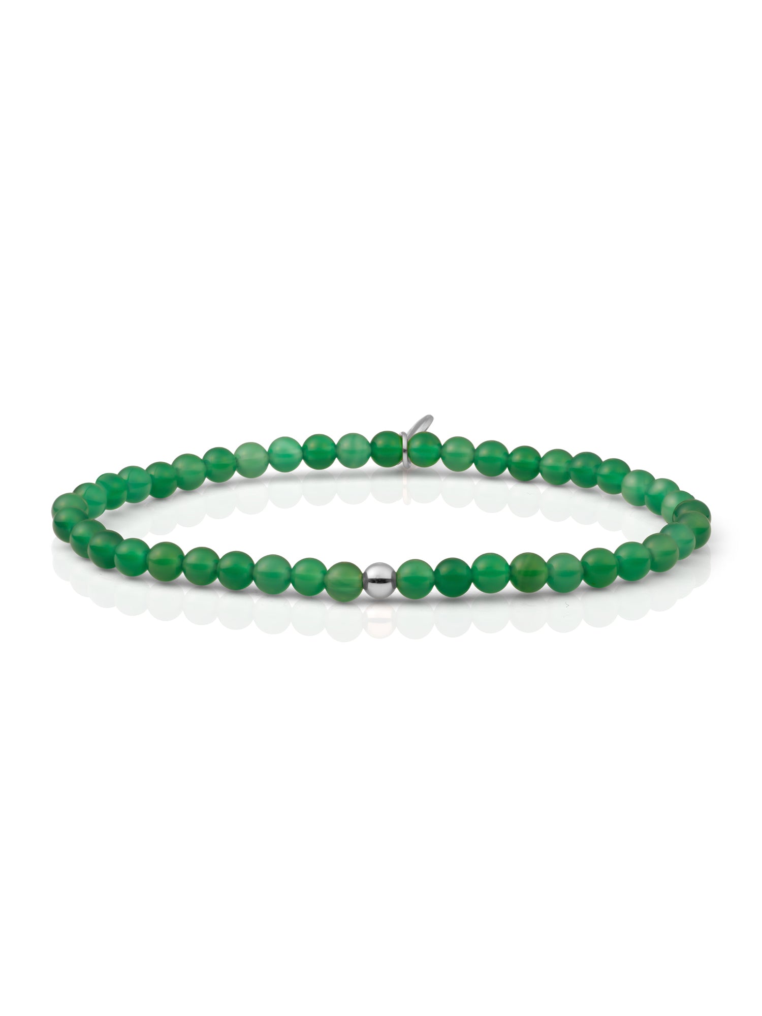 Saturn Armband Small Green Onyx - Rhodium Plated