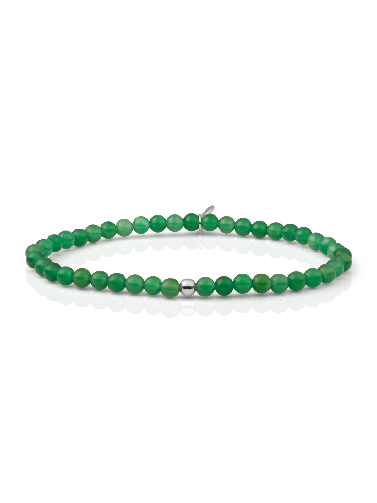Saturn Armband Small Green Onyx - Rhodium Plated