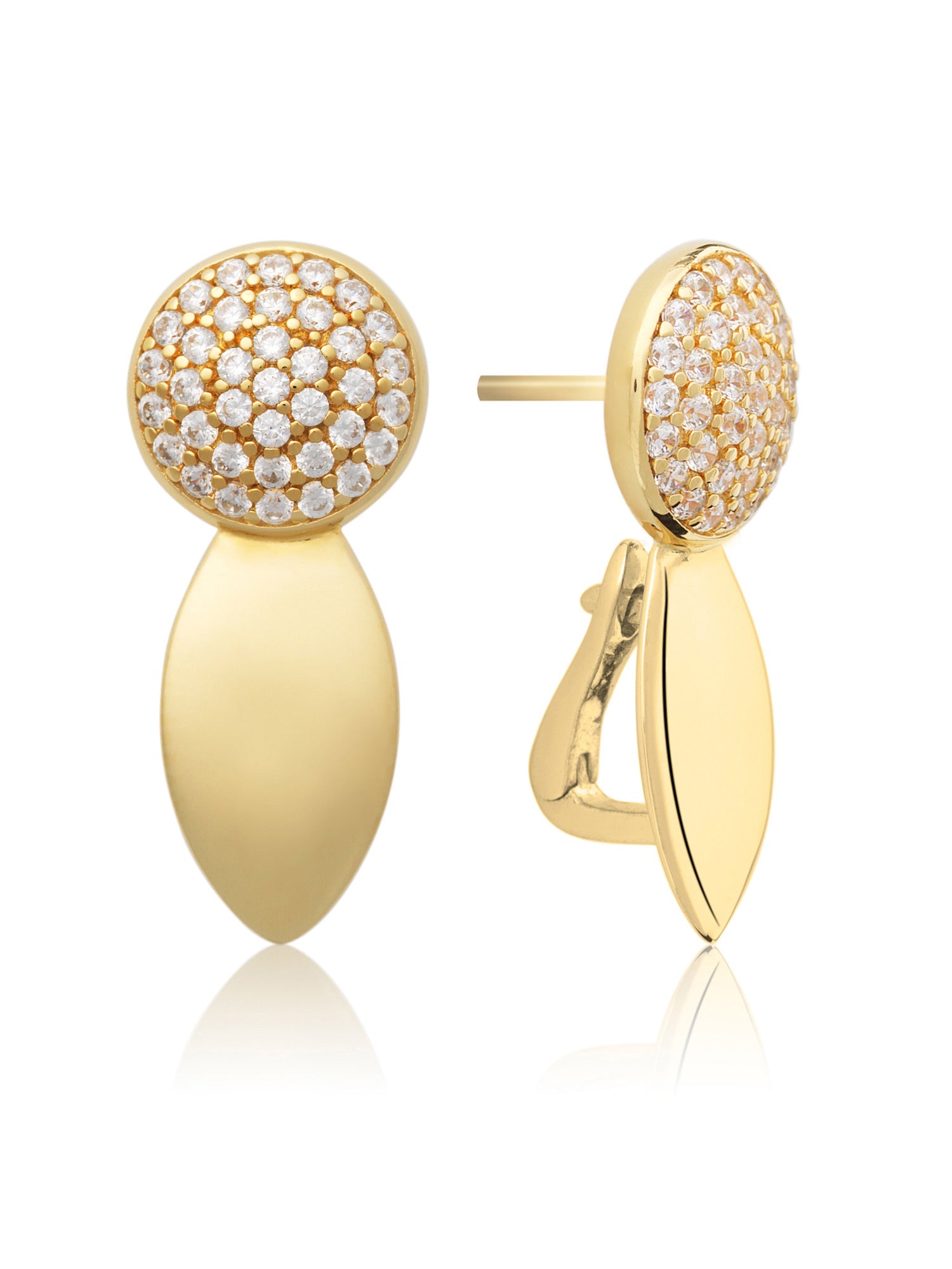 The Core Crystal Push Back Oorbellen Zirconia - Gold Plated