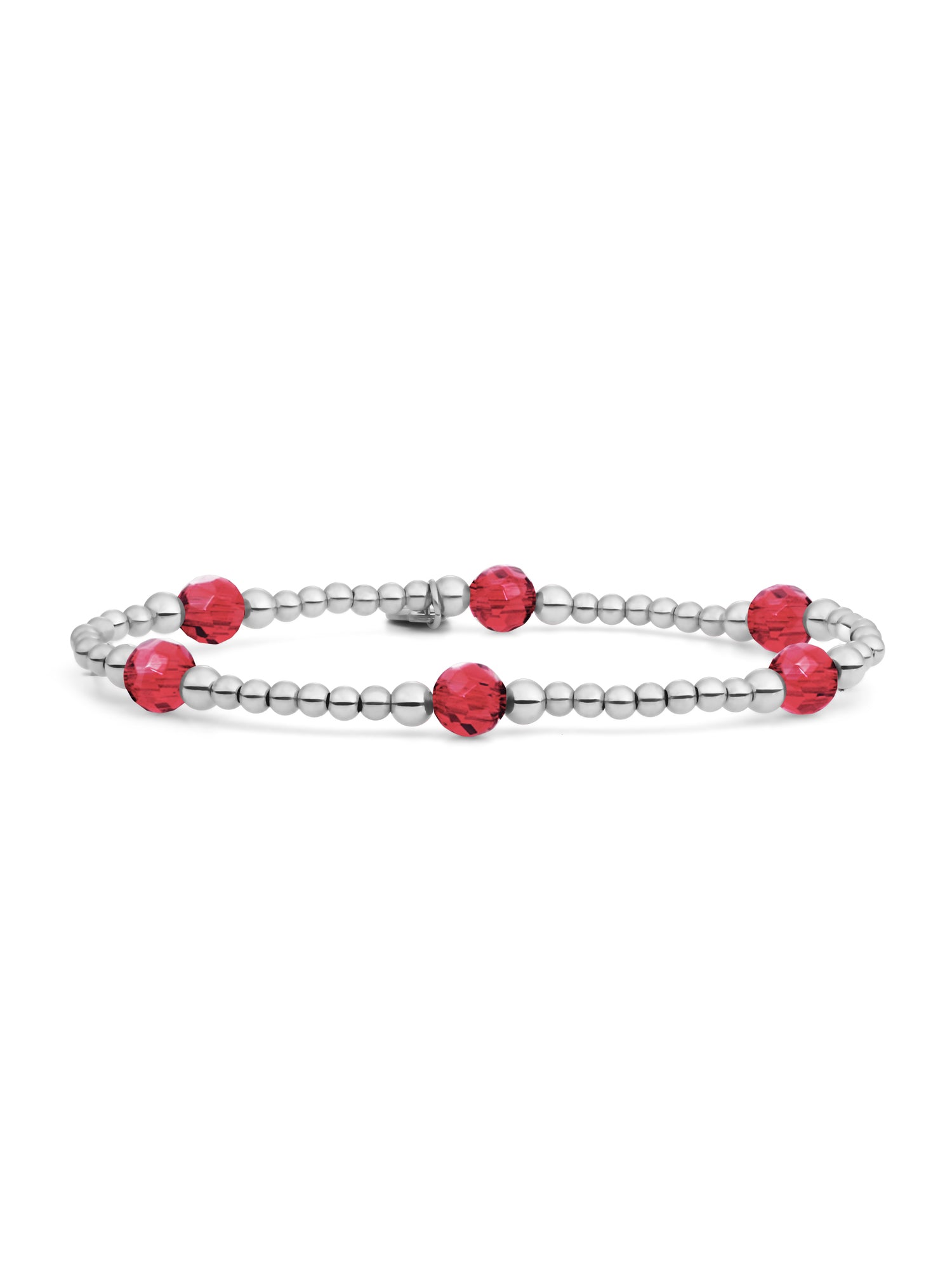 Reverse Bold Mix Armband Fuchsia Quartz - Rhodium Plated