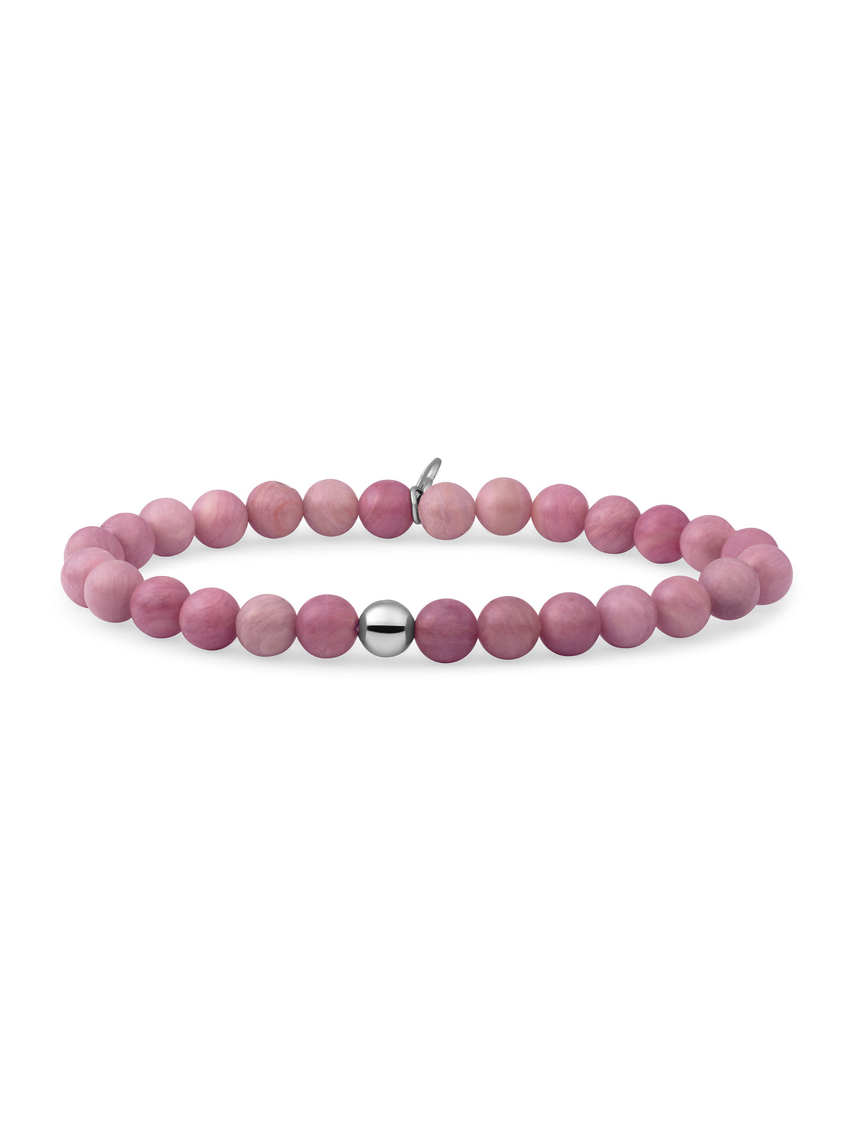 Saturn Armband Large Pink Rhodonite - Rhodium Plated