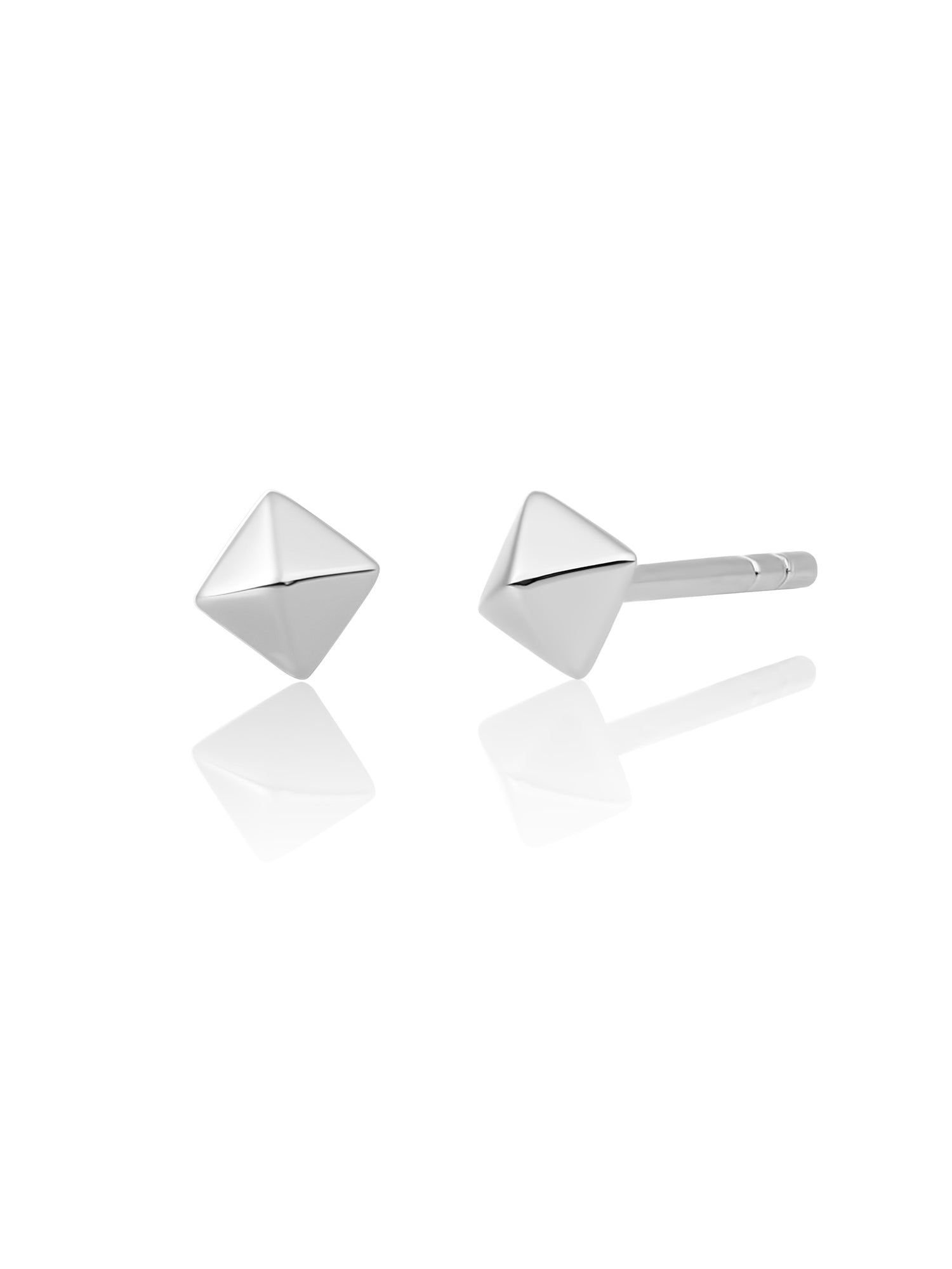 Edge Pyramid Studs - Rhodium Plated