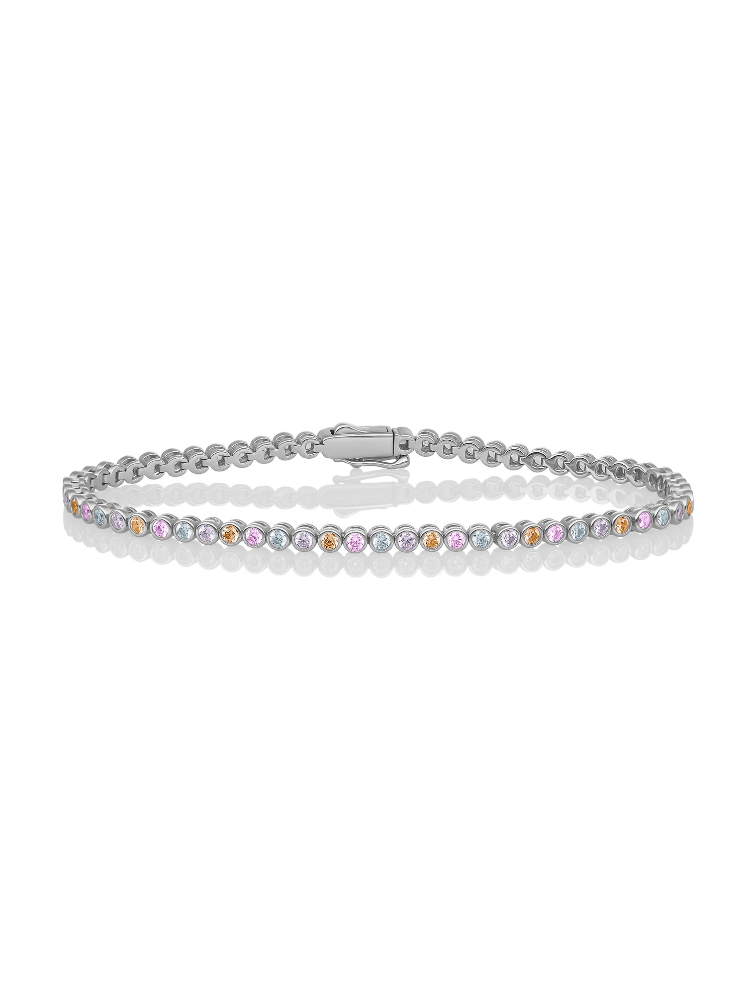 Tennis Armband Multicoloured Zirconia - Pastel - Rhodium Plated / S