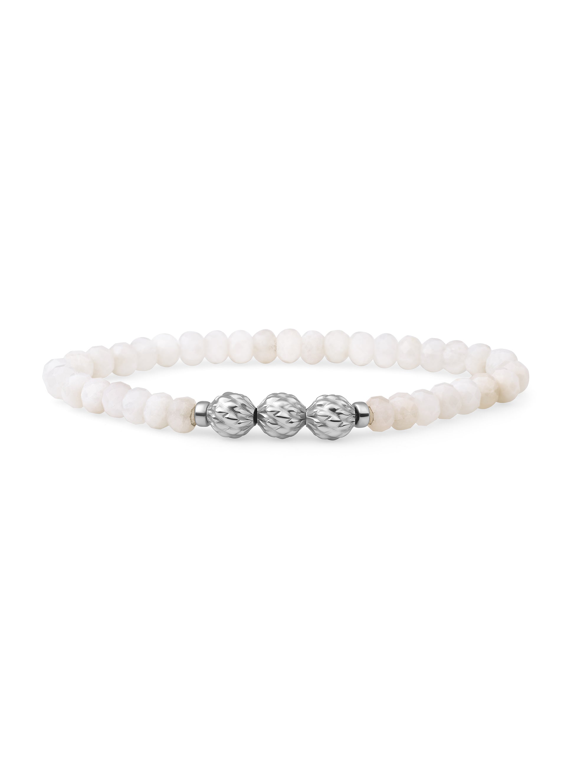 Fuse Beads Armband Moonstone - Rhodium Plated