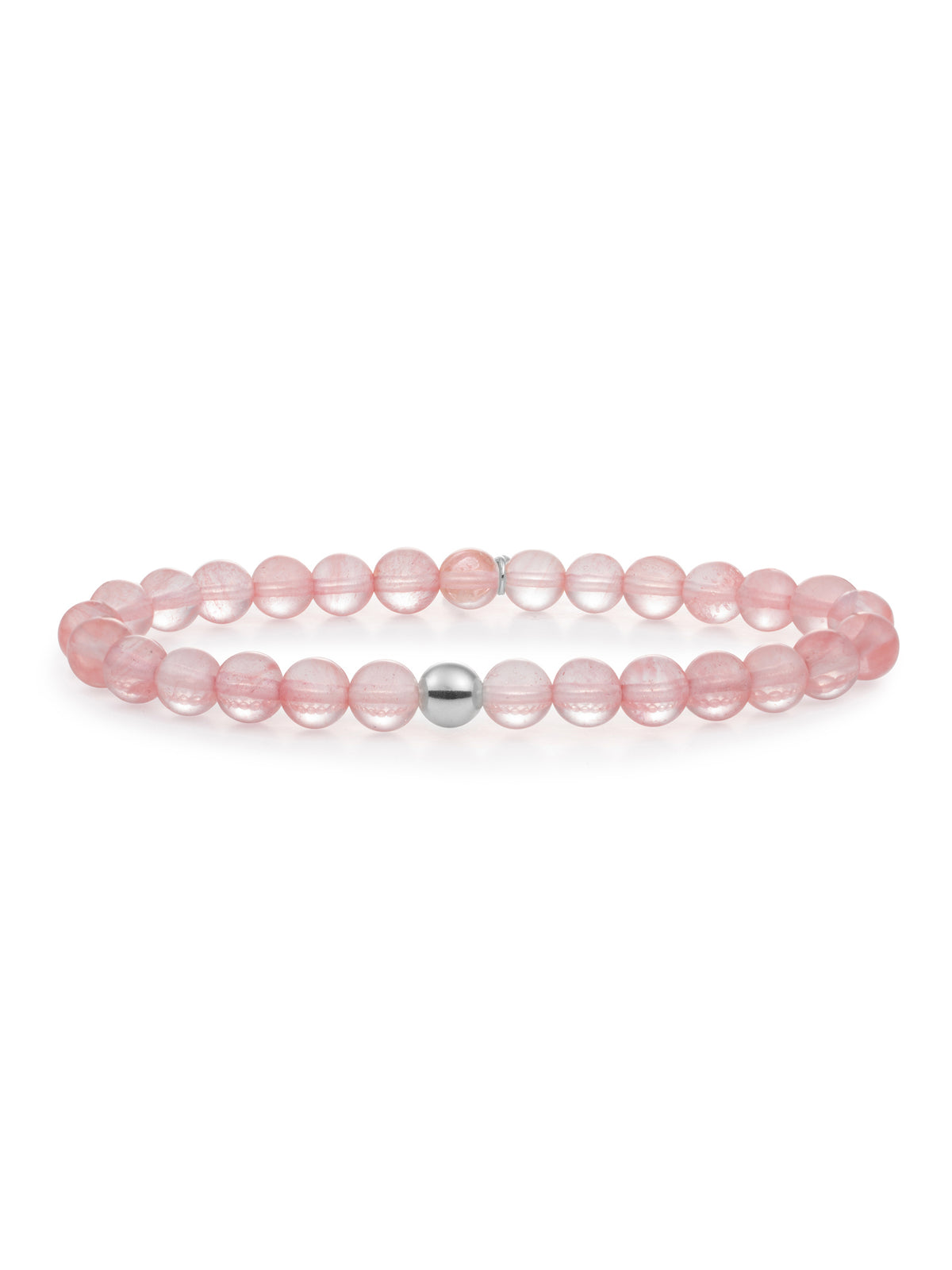 Saturn Armband Large Cherry Quartz - Rhodium Plated