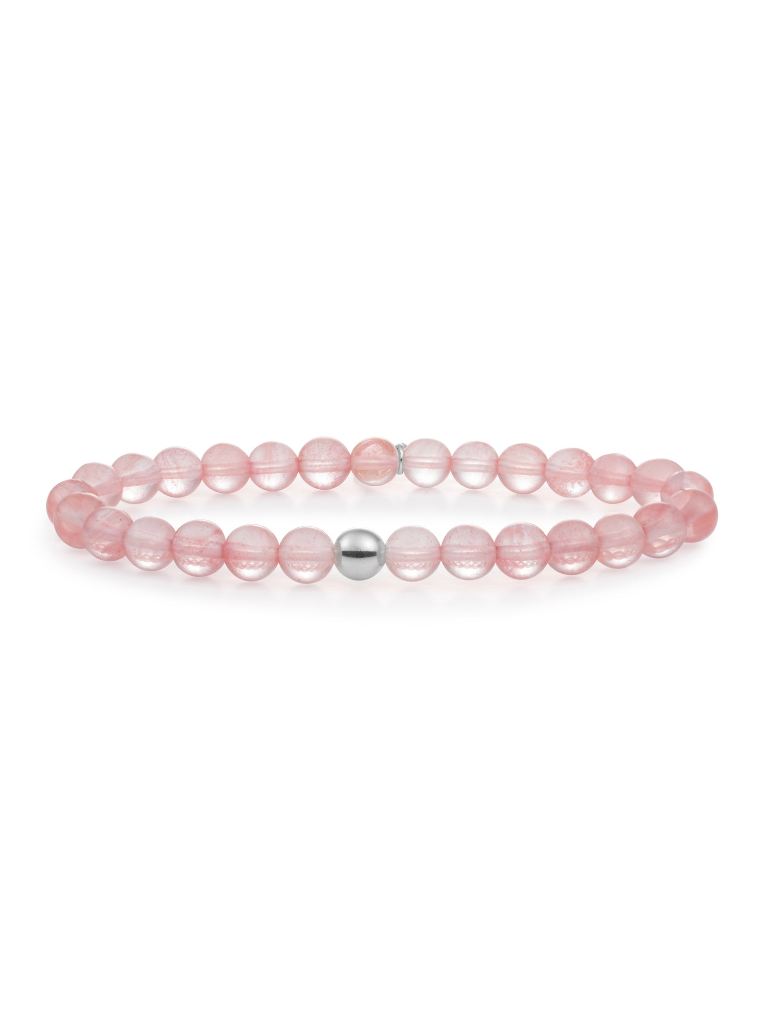 Saturn Armband Large Cherry Quartz - Rhodium Plated