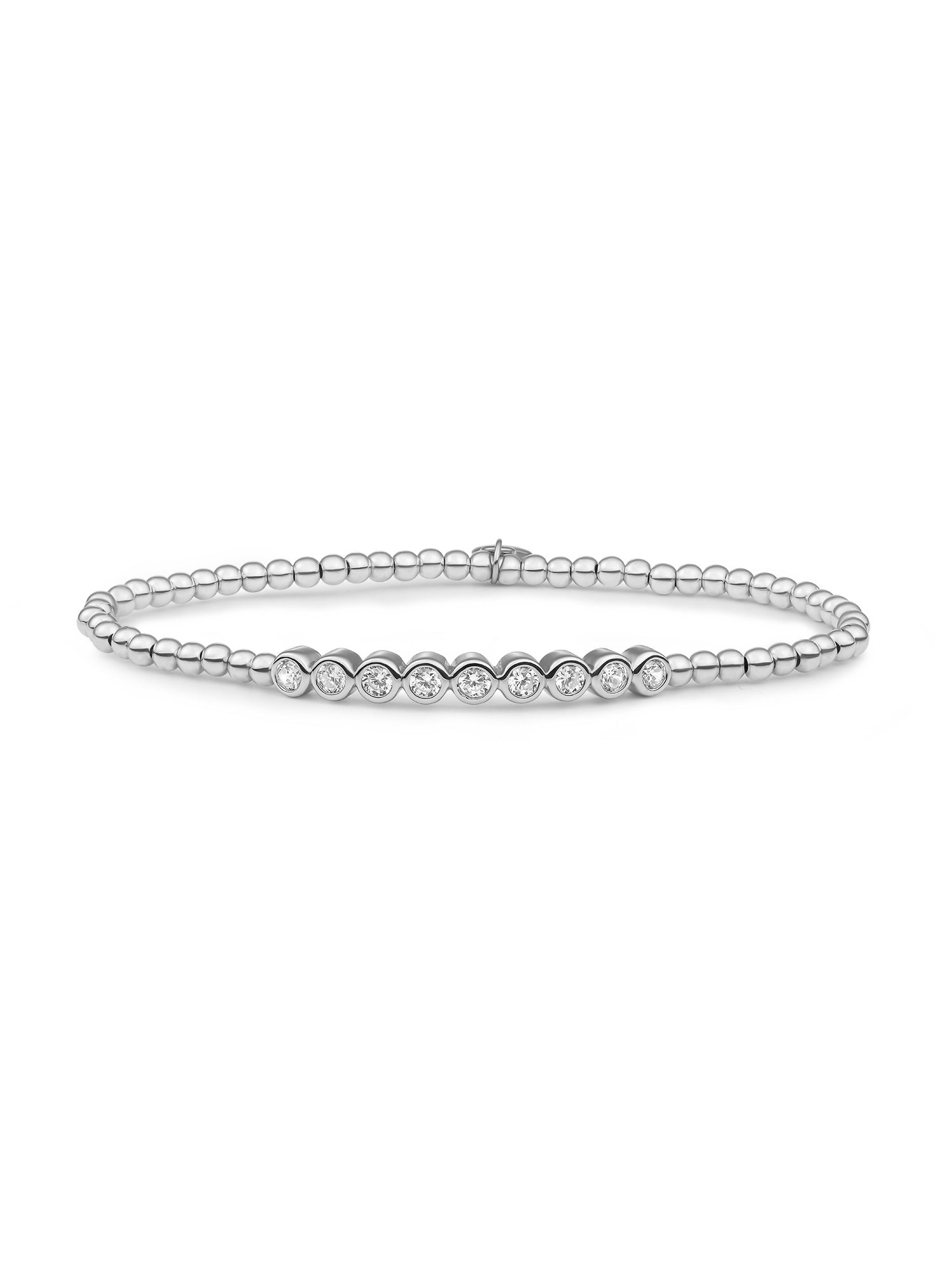 Crystal Tube Armband Zirconia - Rhodium Plated