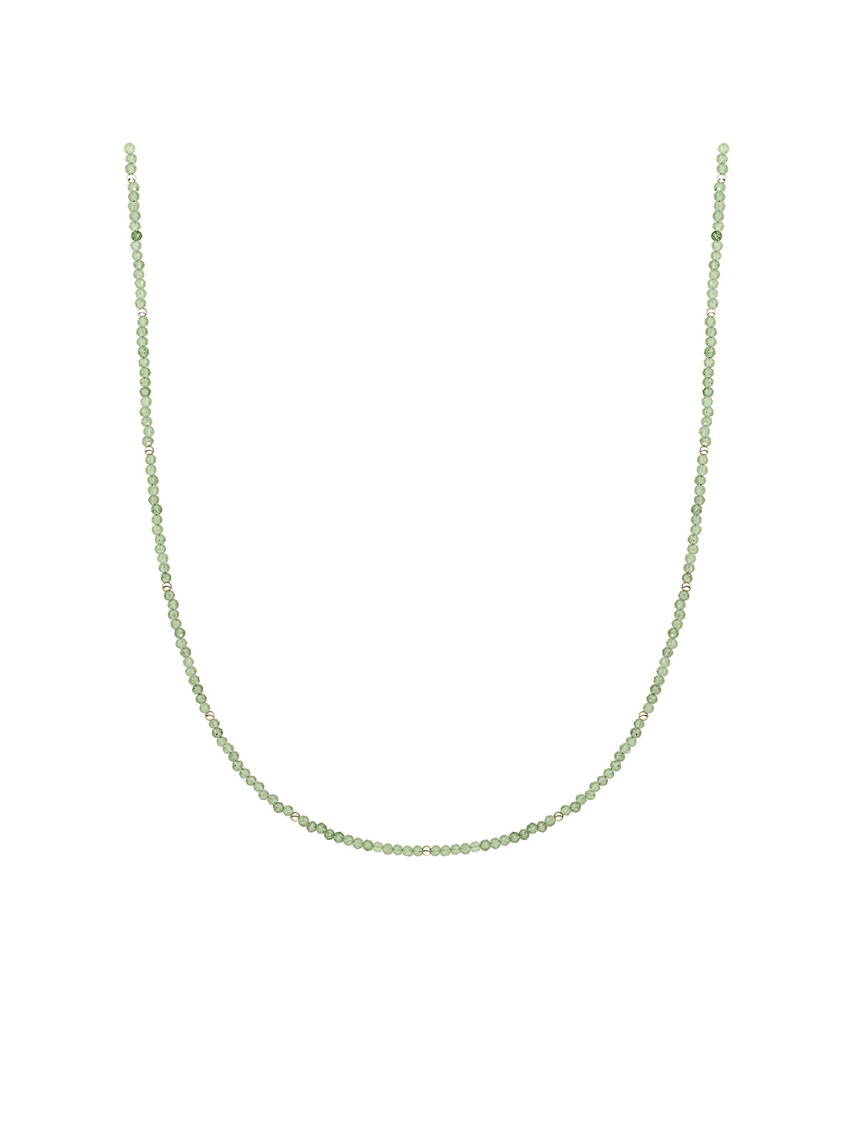 Kralen Ketting 2mm Lime Jade 42cm +2cm - Gold Plated