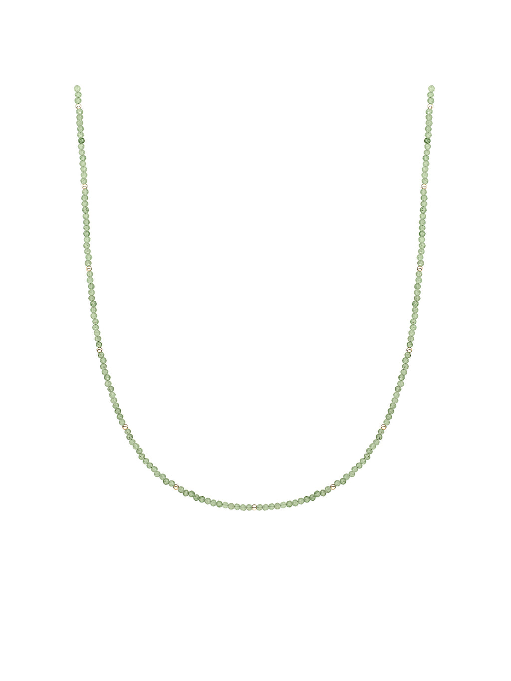 Kralen Ketting 2mm Lime Jade 42cm +2cm - Gold Plated
