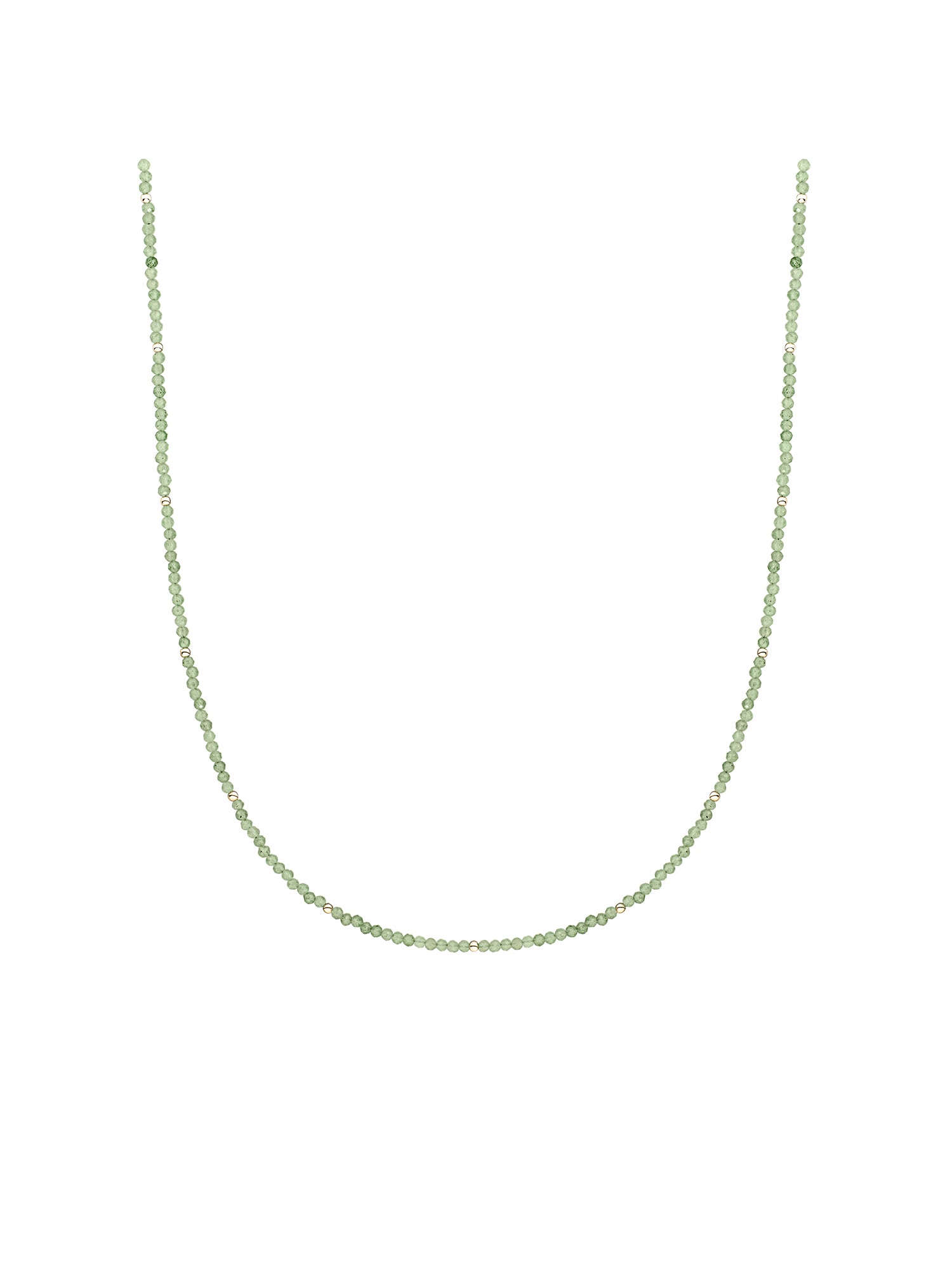 Kralen Ketting 2mm Lime Jade 42cm +2cm - Gold Plated