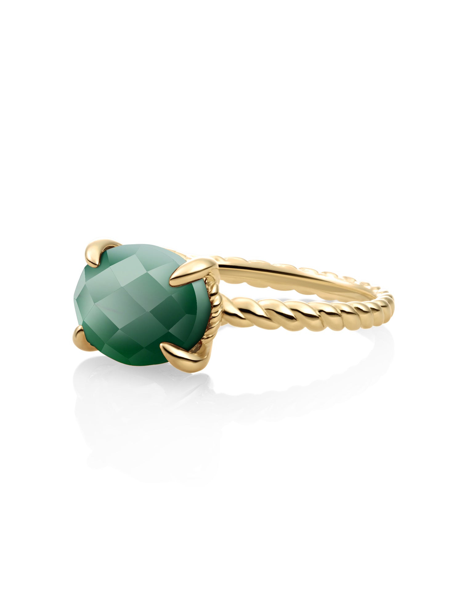 Twist Ring Green Onyx 9K Goud - 52