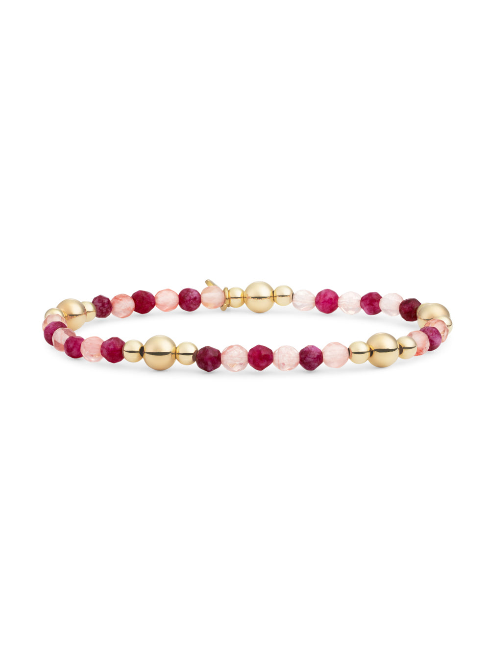 Bold Mix Armband Fuchsia Jade | Cherry Quartz - Gold Plated