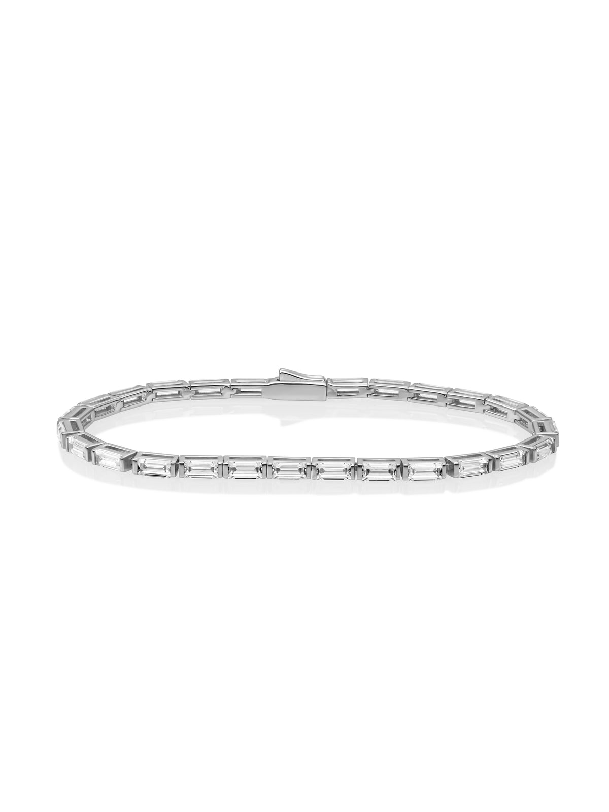 Tennis Baguette Armband - Rhodium Plated / L