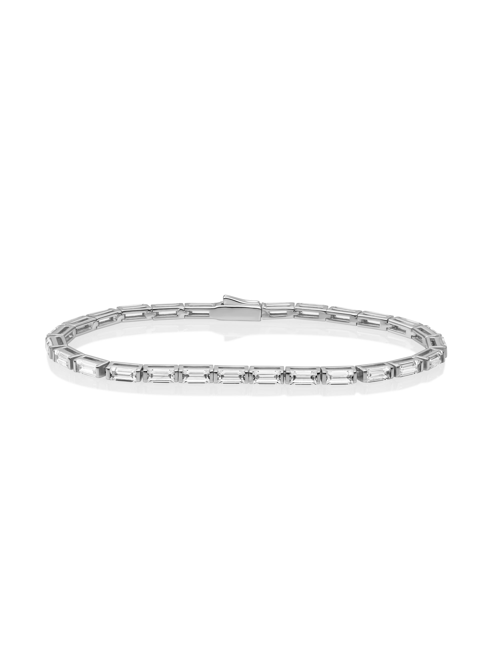 Tennis Baguette Armband - Rhodium Plated / L