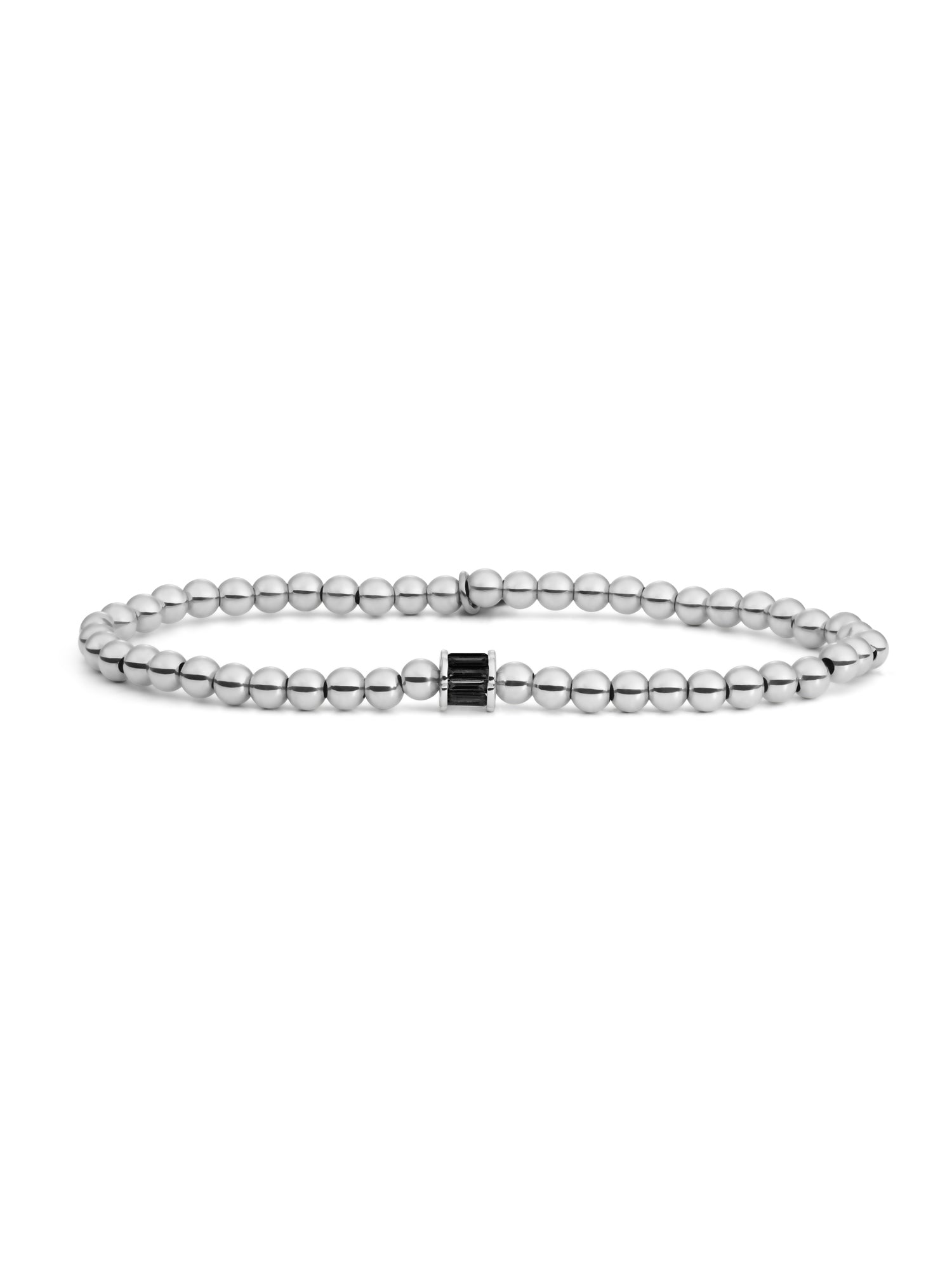 Baguette Cylinder Armband Zirconia Zwart - Rhodium Plated