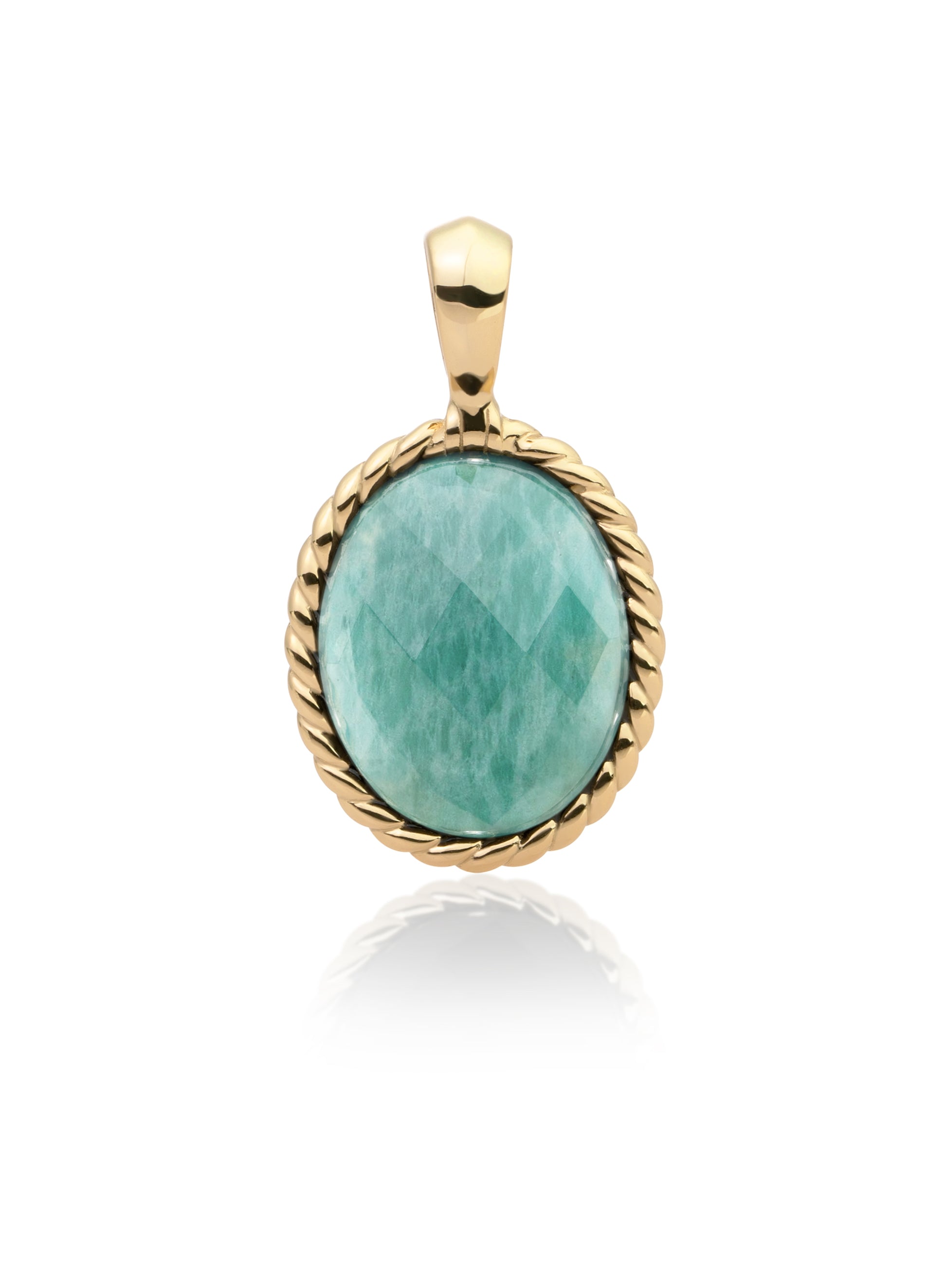 Twist Pendant Rich Green Amazonite - Gold Plated
