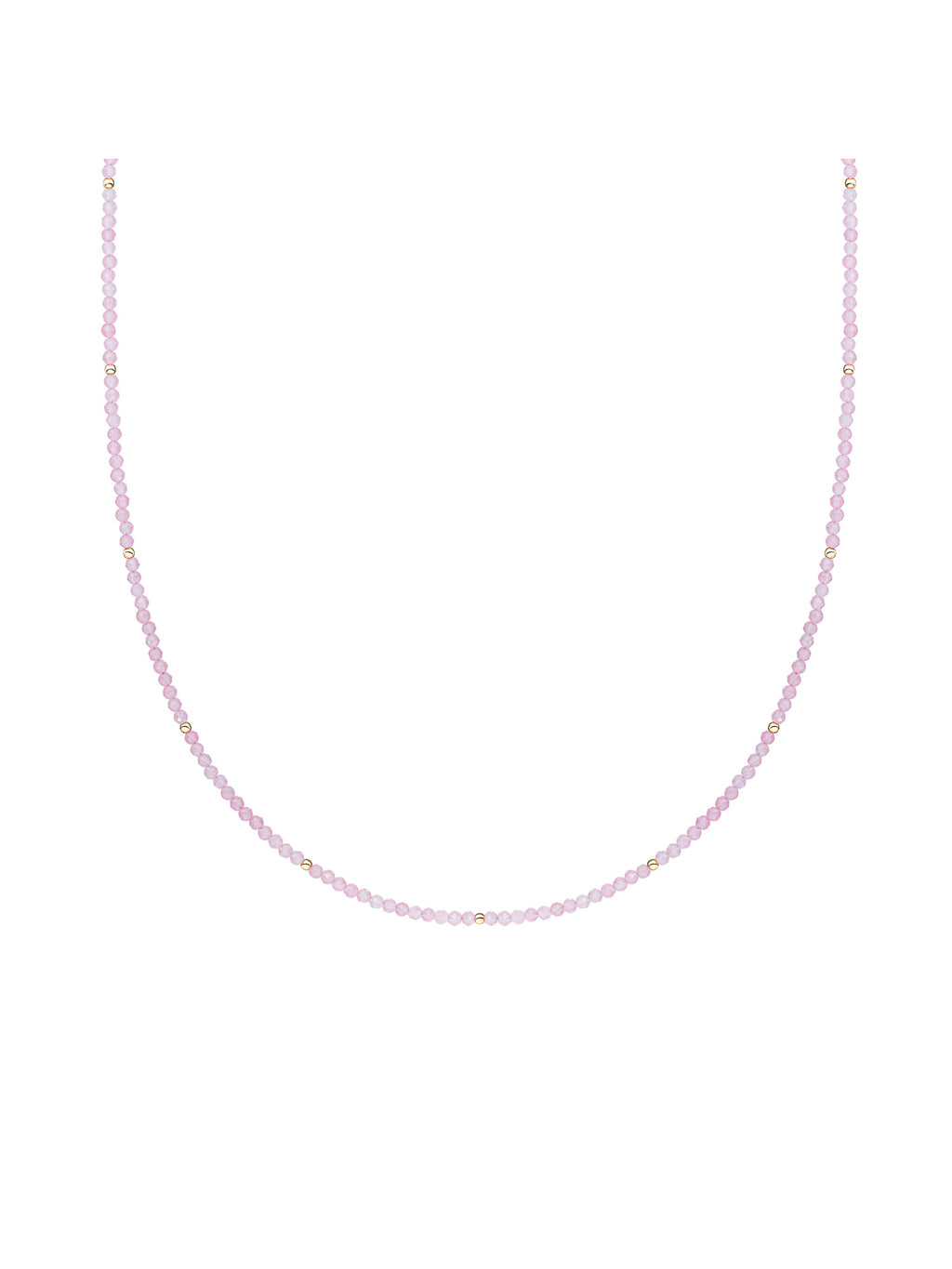 Kralen Ketting 2mm Rose Quartz 42cm +2cm - Gold Plated