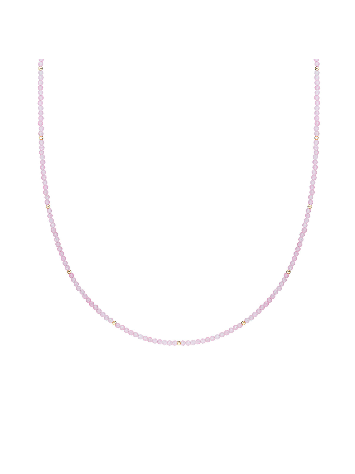 Kralen Ketting 2mm Rose Quartz 42cm +2cm - Gold Plated