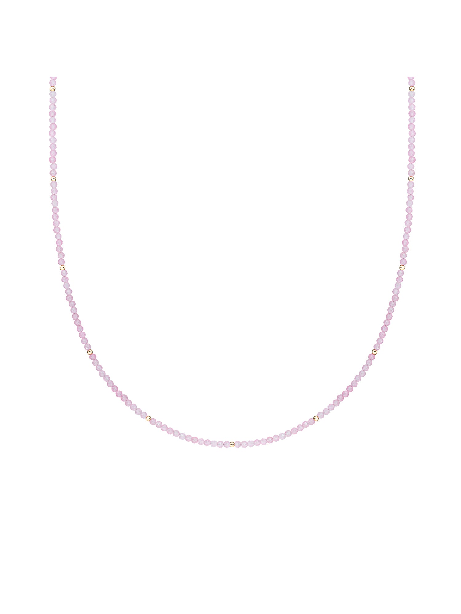 Kralen Ketting 2mm Rose Quartz 42cm +2cm - Gold Plated