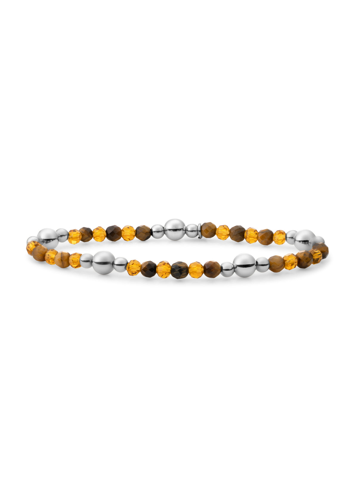 Bold Mix Armband Citrine Quartz | Tiger Eye - Rhodium Plated