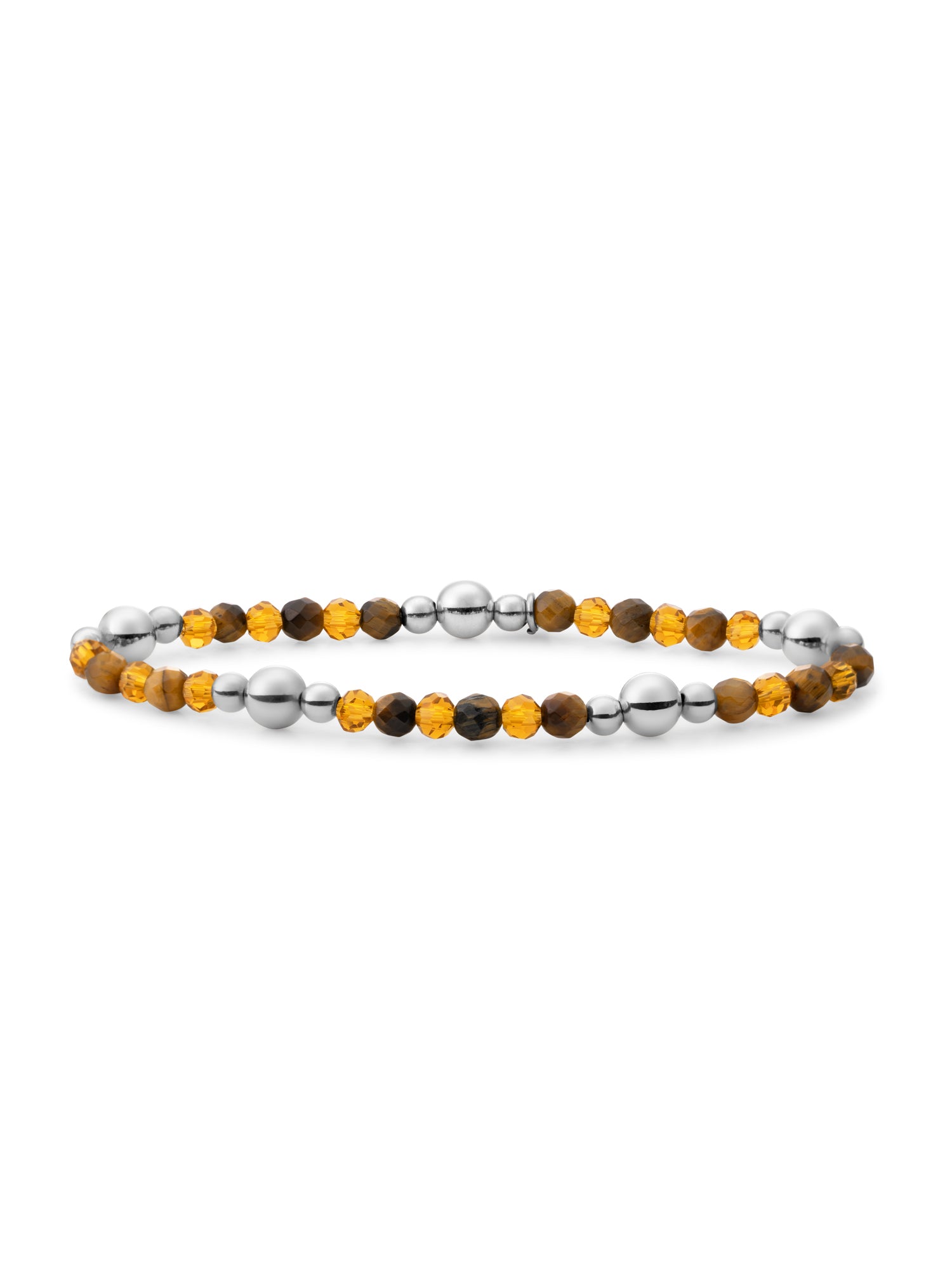 Bold Mix Armband Citrine Quartz | Tiger Eye - Rhodium Plated