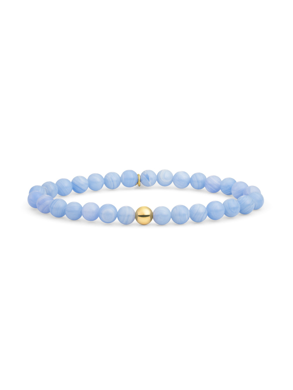 Saturn Armband Large Blue Lace Agate - Gold Plated