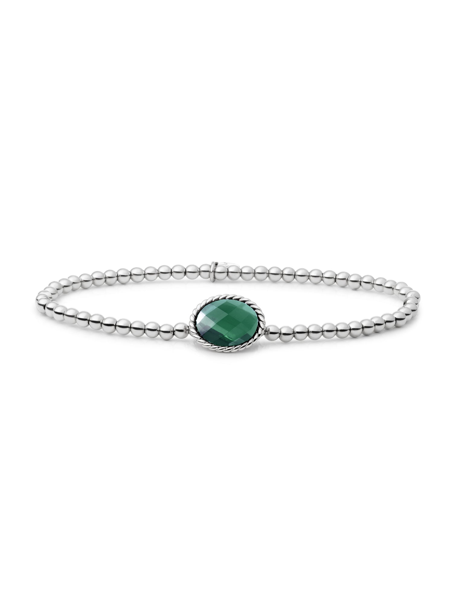 Twist Armband Petrol Green Quartz - Rhodium Plated