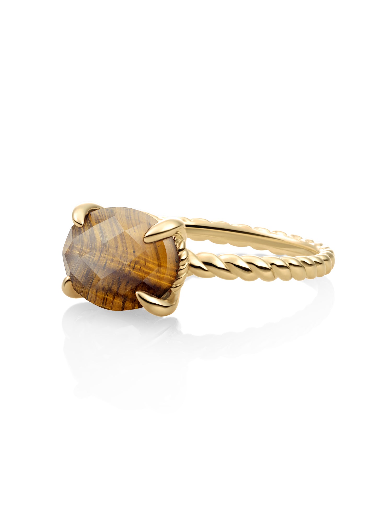 Twist Ring Tiger Eye 9K Goud - 50